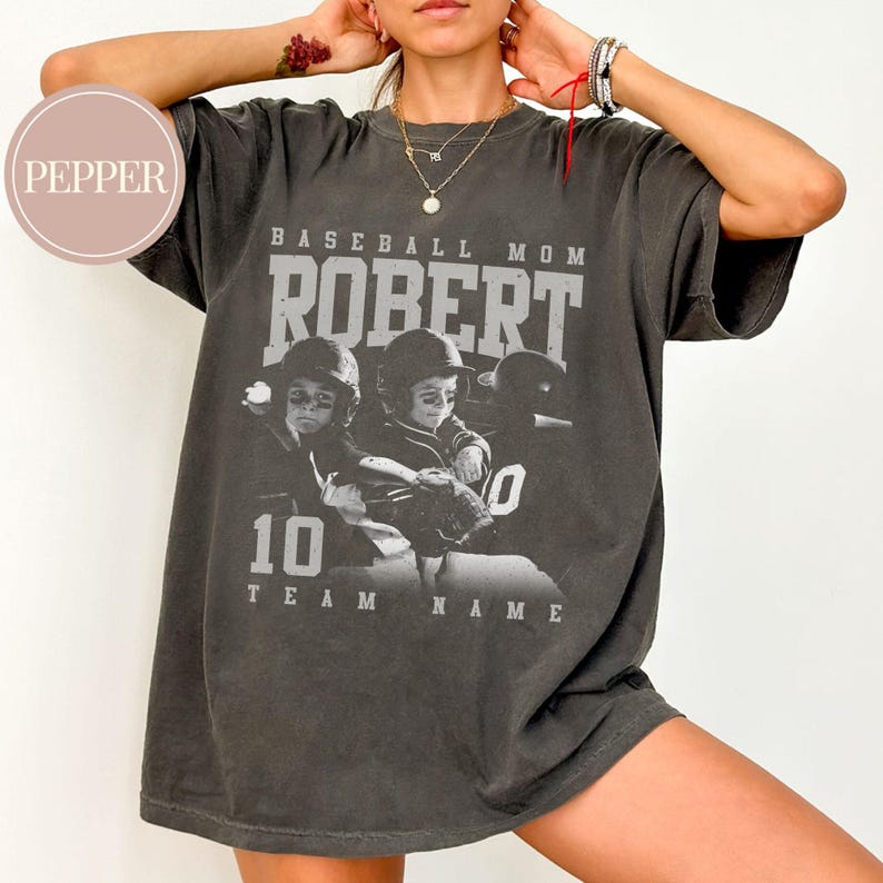 Personalized Baseball Mom Comfort Colors Shirt, Custom Photo Sport Player Shirt, Your Name Number Baseball Shirt, Gameday Mom Shirt