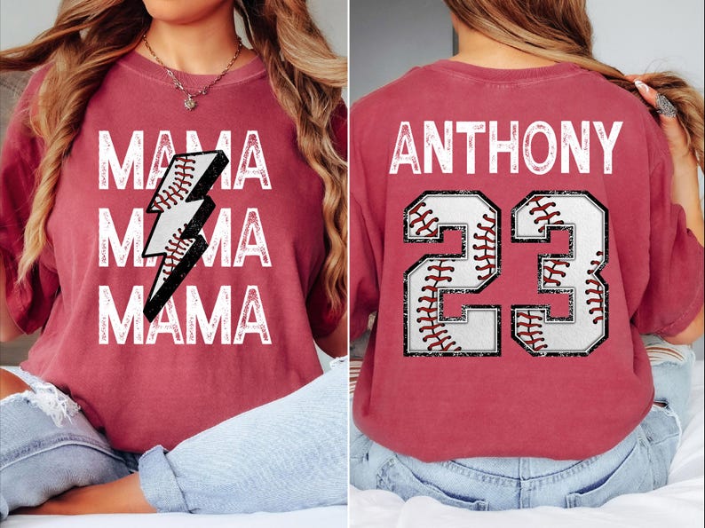 Baseball Mom Shirt, Custom Team Jersey Name & Number
