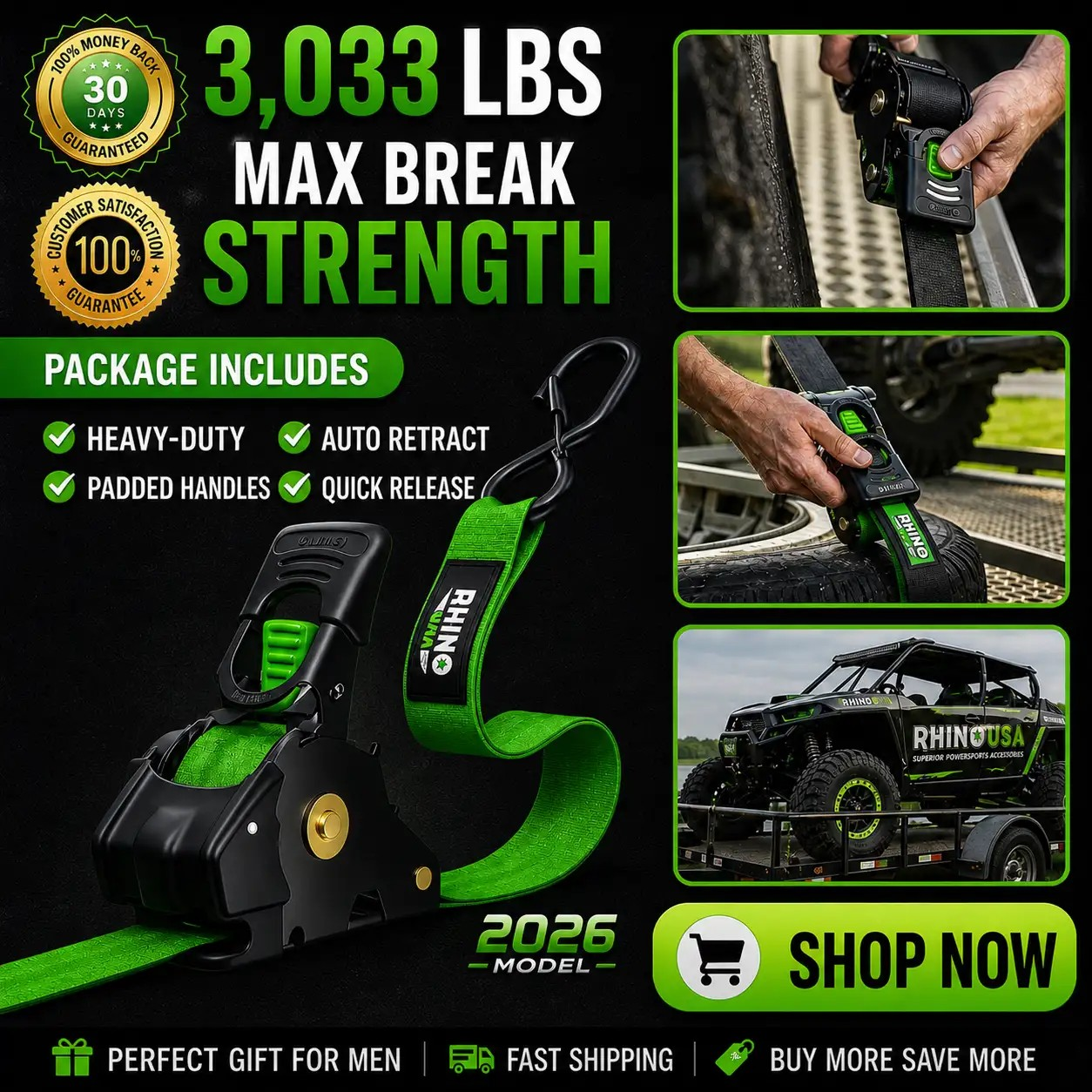 🎁Father's Day Hot Sale - Retractable Ratchet Strap (2026 Upgraded Edition)
