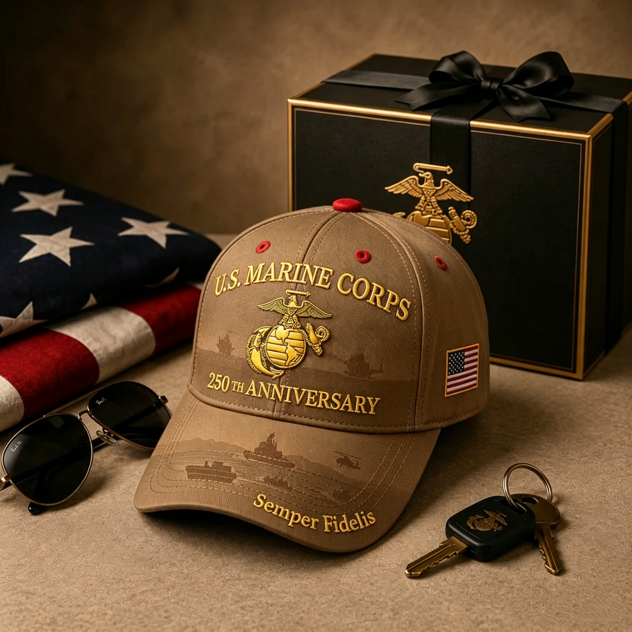U.S. Marine Corps 250th Anniversary Commemorative Embroidered Cap 🇺🇸
