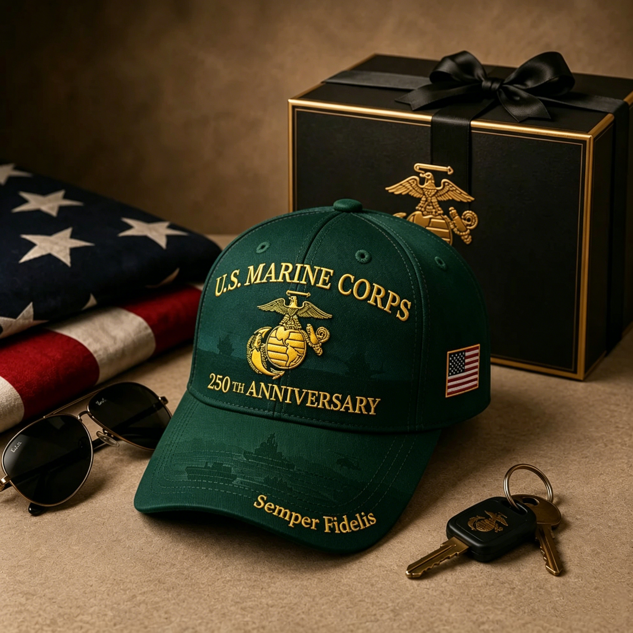 U.S. Marine Corps 250th Anniversary Commemorative Embroidered Cap 🇺🇸
