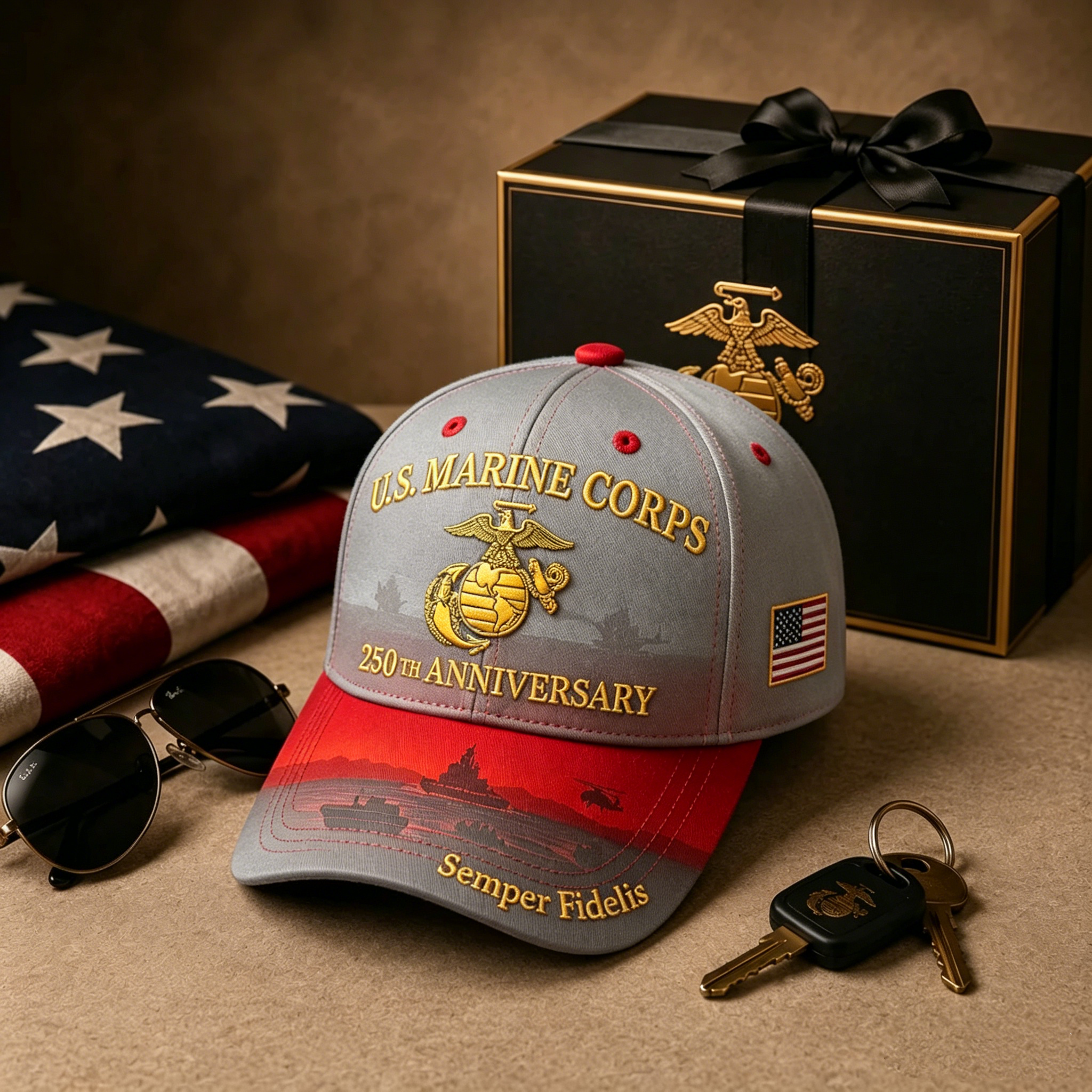 U.S. Marine Corps 250th Anniversary Commemorative Embroidered Cap 🇺🇸