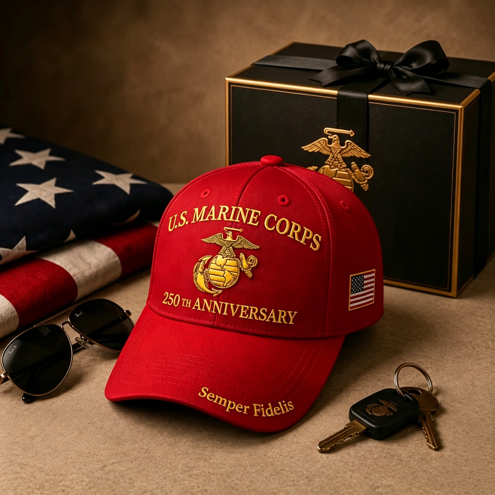 U.S. Marine Corps 250th Anniversary Commemorative Embroidered Cap 🇺🇸