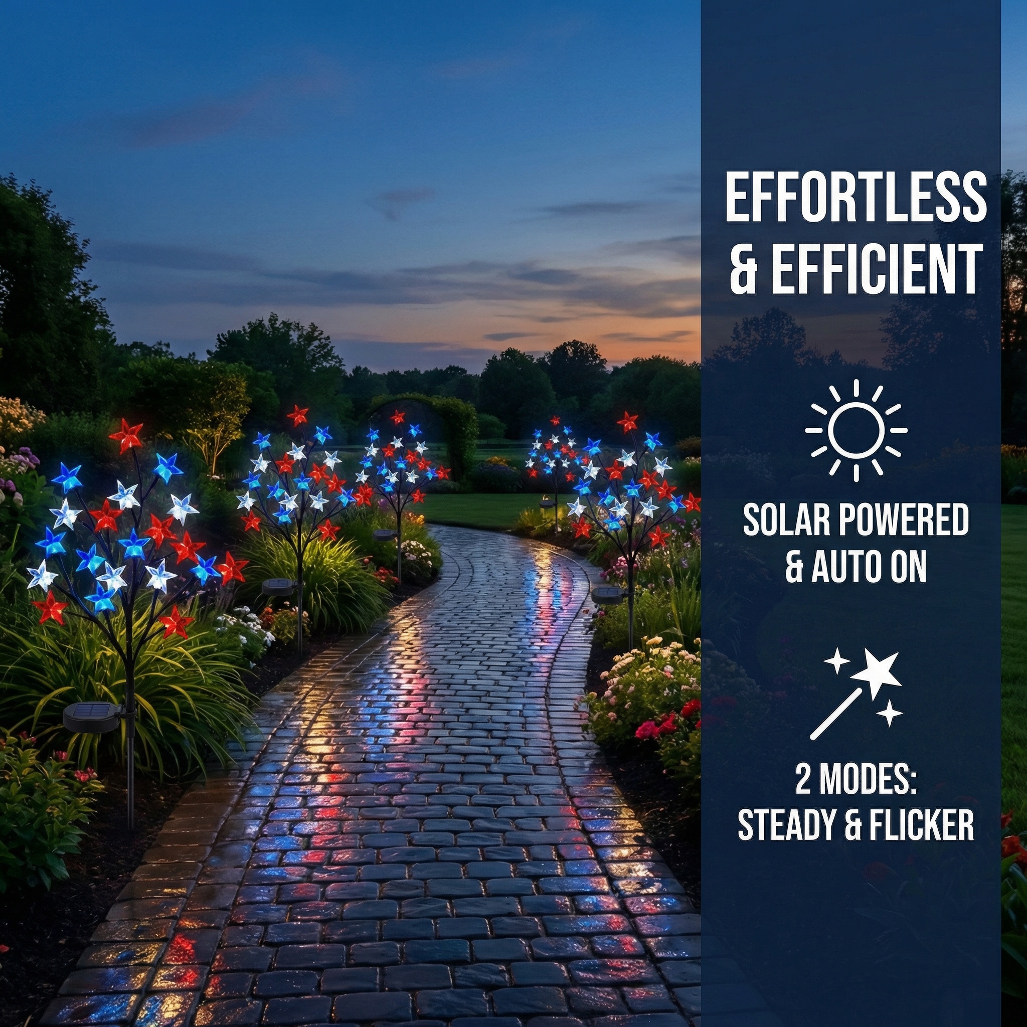 4th of July Solar Patriotic Star Lights for Outdoor Decor