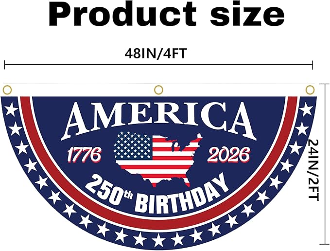 America 250th Birthday Pleaing Bunting Flag
