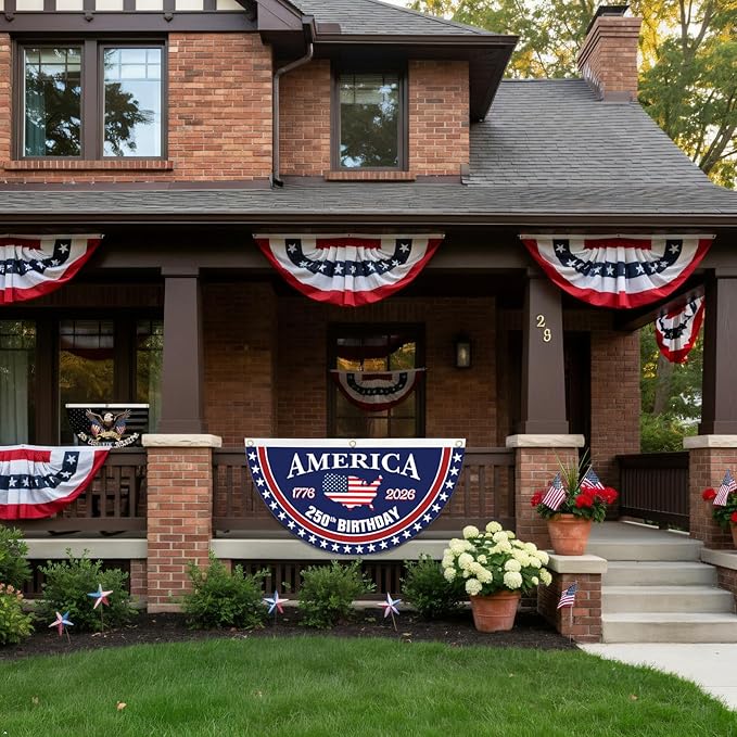 America 250th Birthday Pleaing Bunting Flag
