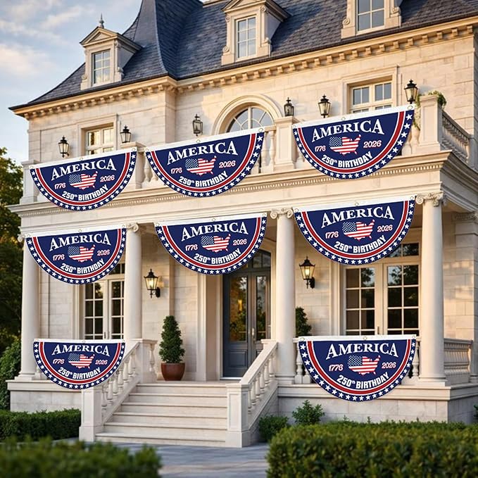 America 250th Birthday Pleaing Bunting Flag