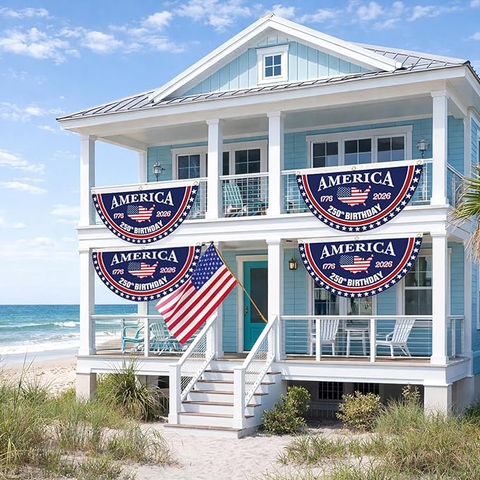America 250th Birthday Pleaing Bunting Flag