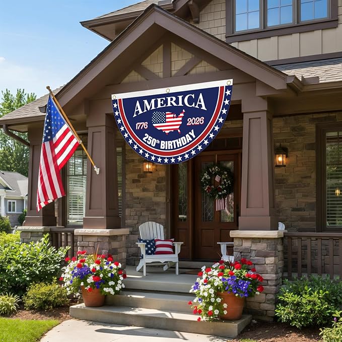 America 250th Birthday Pleaing Bunting Flag