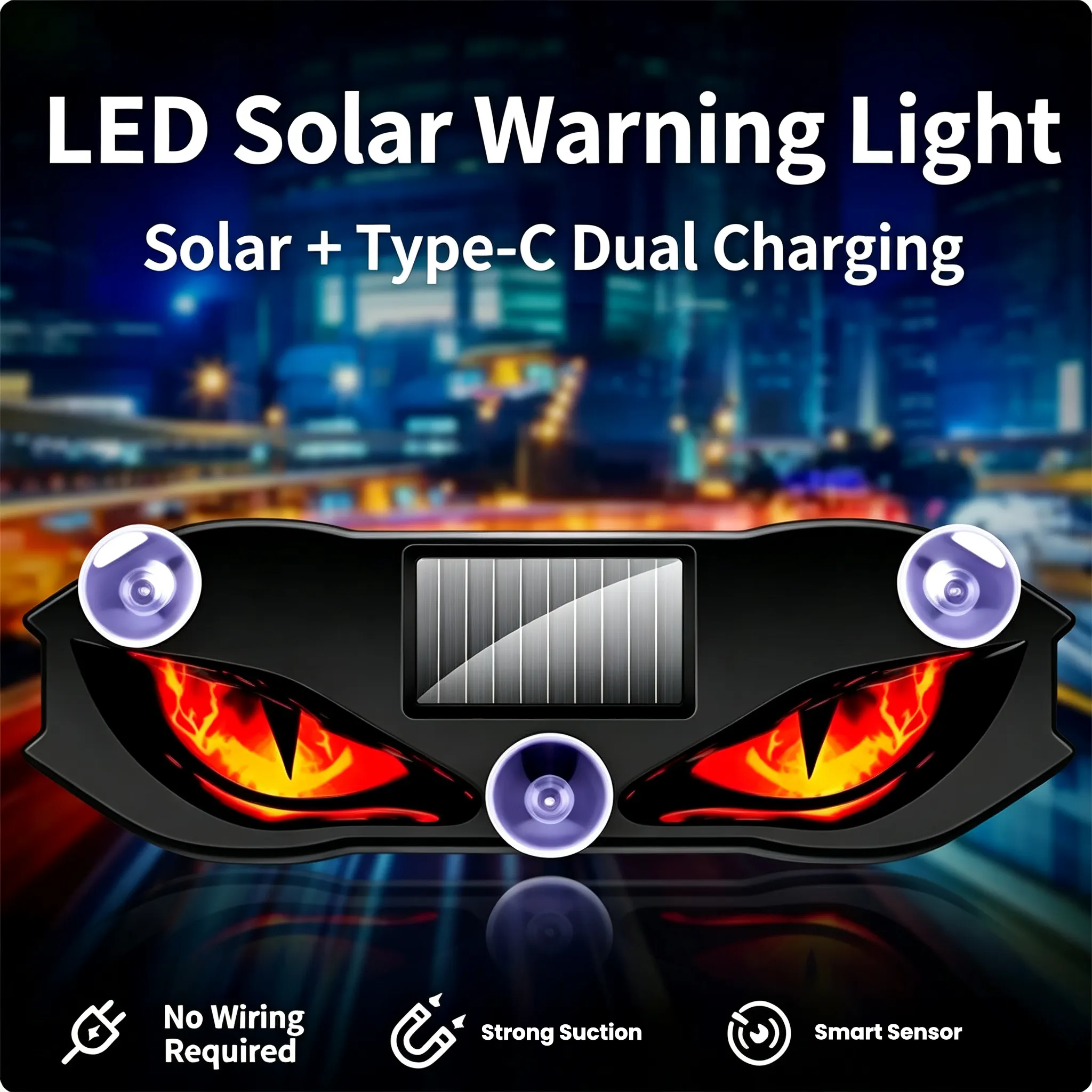 🔥Last Day 50% OFF - Solar Powered LED Car Warning Light