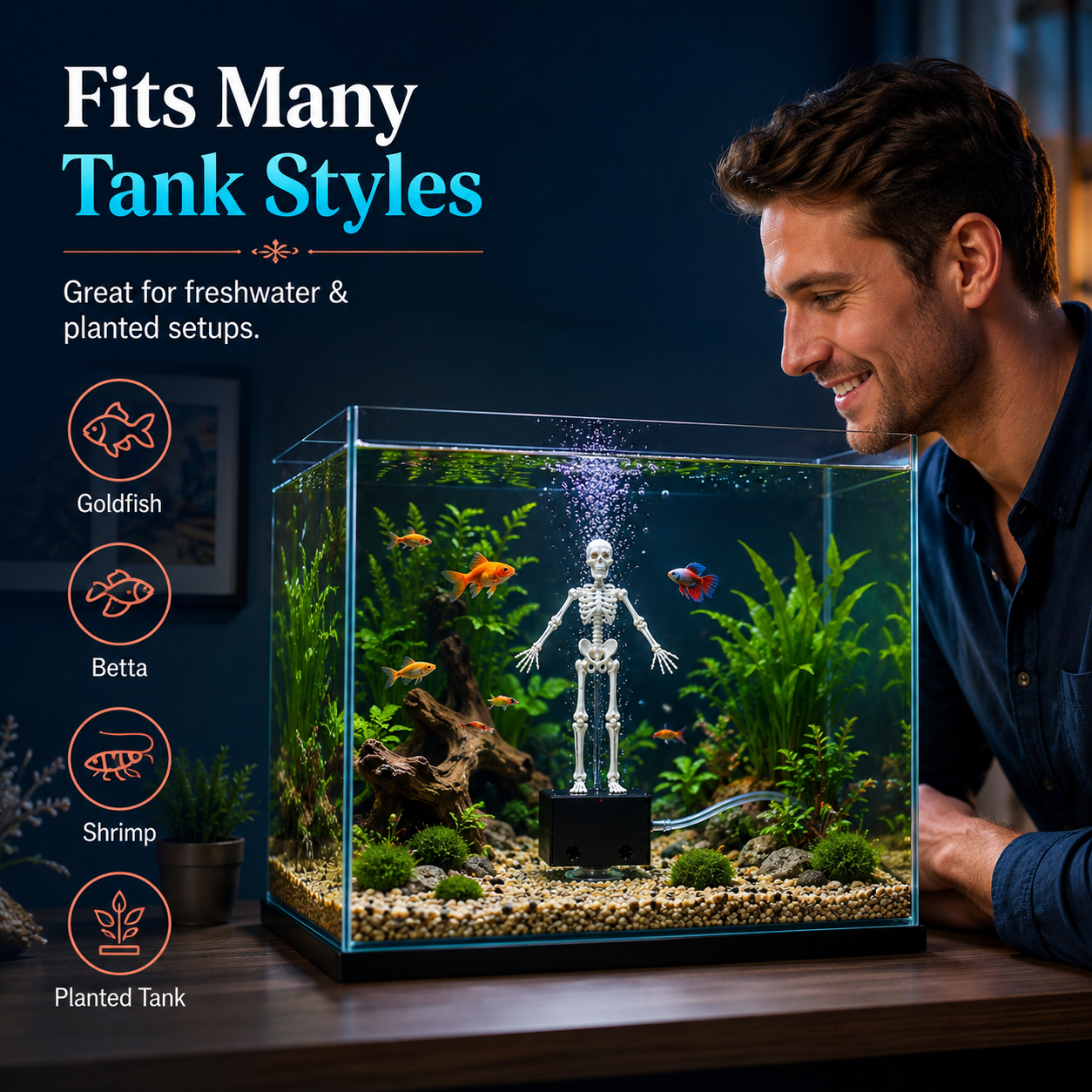 🌊Dancing Skeleton Aquarium Bubbler