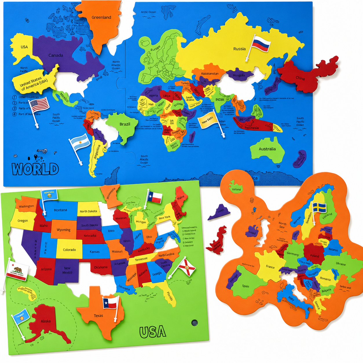 🔥Last Day 49% OFF - 🌍World Map & USA Map Puzzle Set
