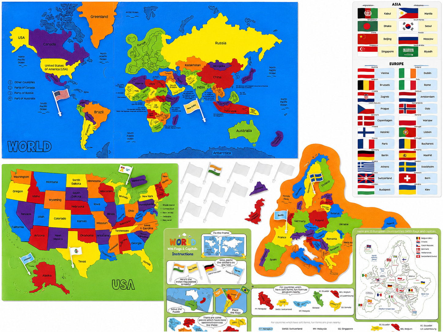 🔥Last Day 49% OFF - 🌍World Map & USA Map Puzzle Set