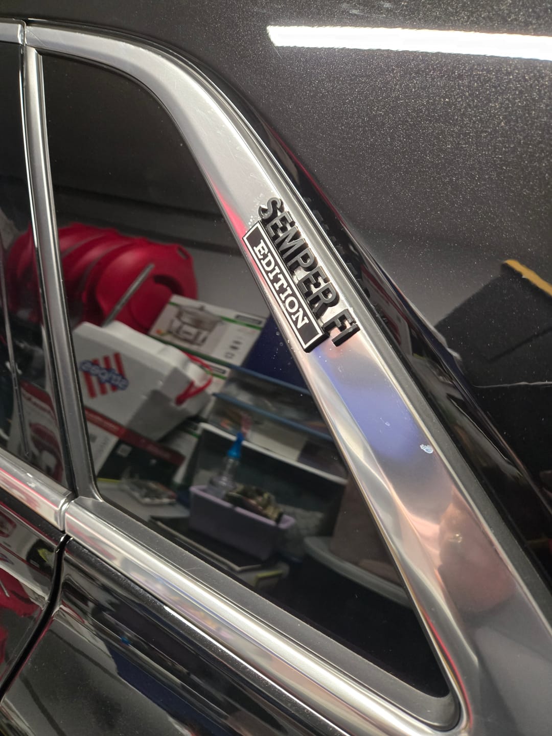 Customer photo review of SEMPER FI EDITION Car Emblem Metal Badge