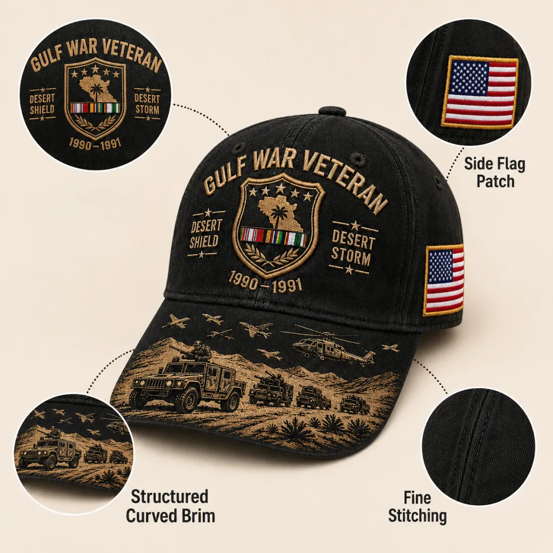 Gulf War Veteran Desert Shield & Desert Storm Commemorative Cap 🇺🇸, 🔥Buy 2 FREE SHIPPING