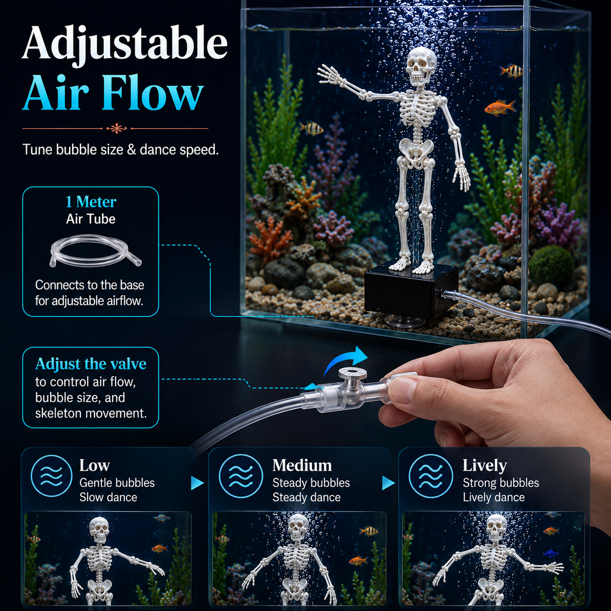🌊Dancing Skeleton Aquarium Bubbler