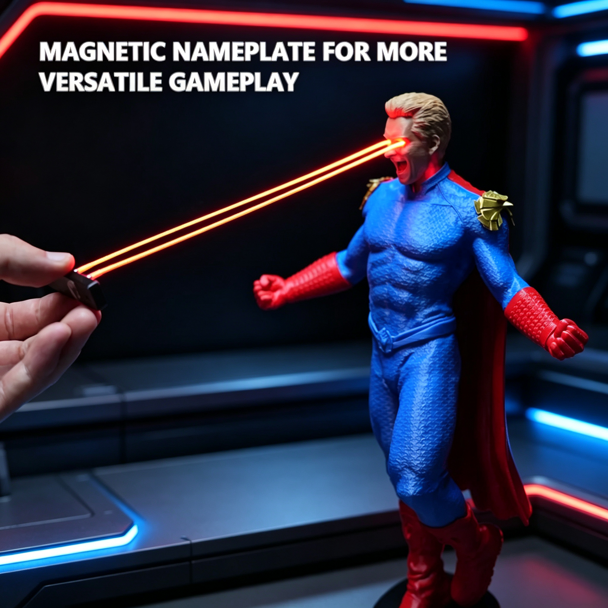 Laser Eyes Hero Figure – LED Light‑Up Collectible, 30cm, USB‑C Rechargeable