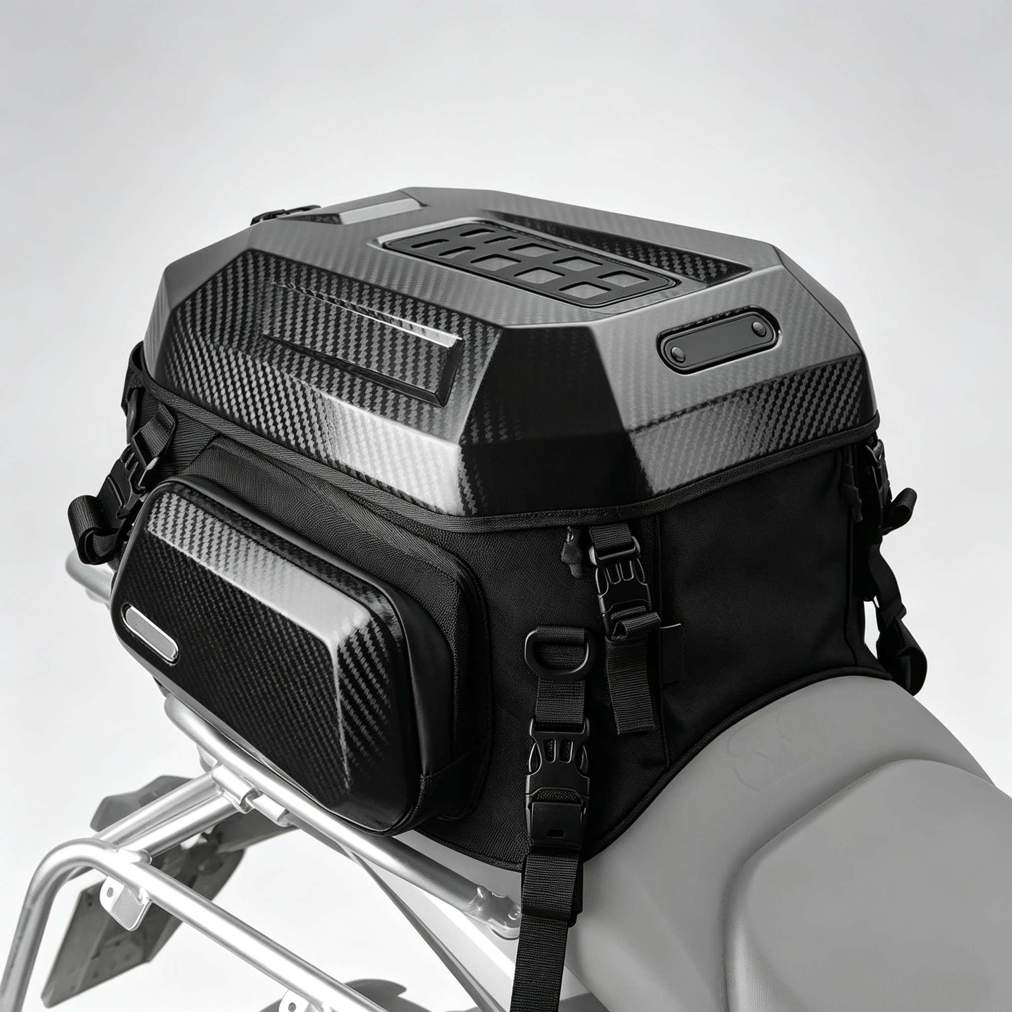 Waterproof Motorcycle Tail Bag – Aerodynamic Design, Shock‑Absorbing Padding, Durable Base