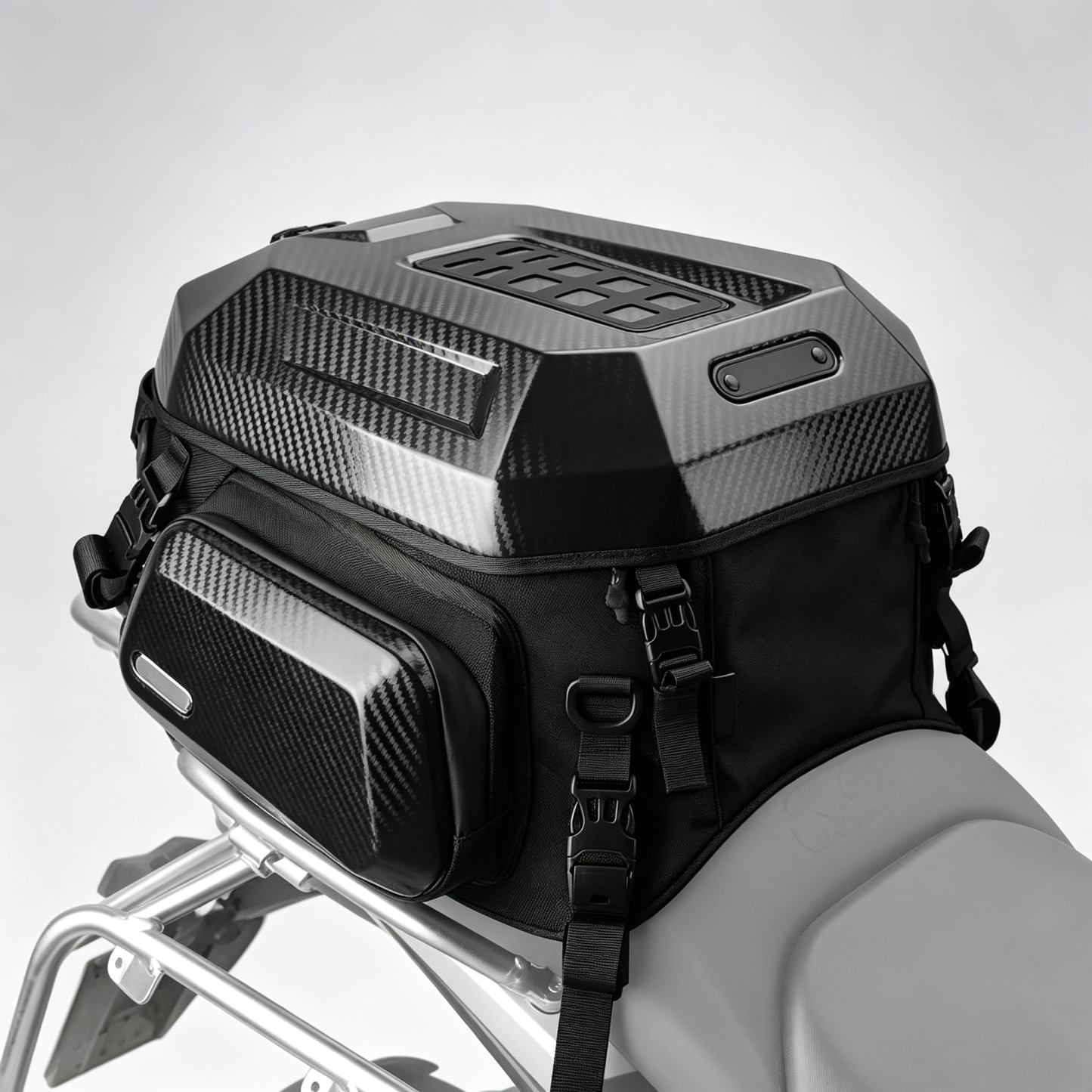 Waterproof Motorcycle Tail Bag – Aerodynamic Design, Shock‑Absorbing Padding, Durable Base