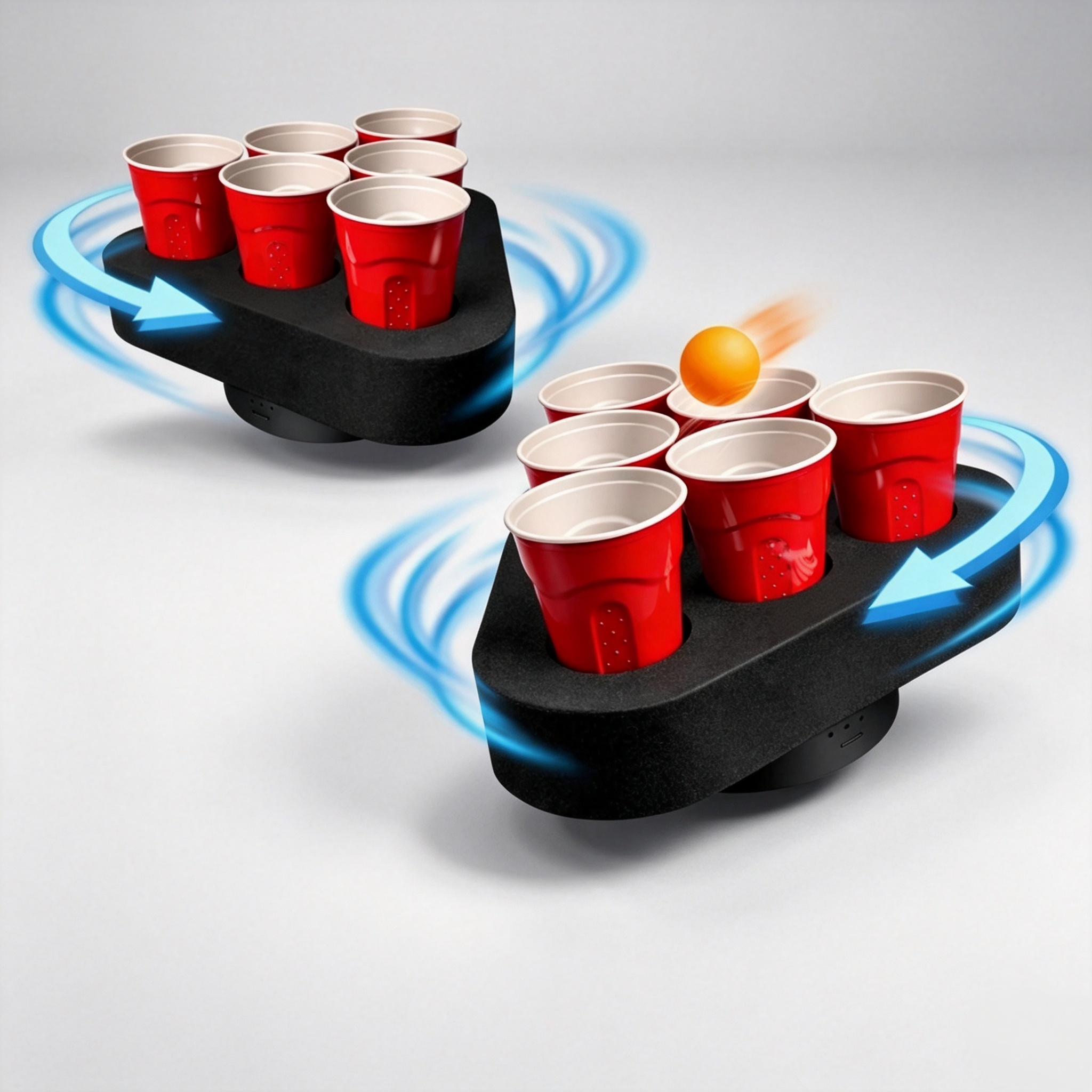 Spinning Cup Pong Game – USB‑C Rechargeable, 3–5 Hour Battery, for Parties, Tailgates & Dorms