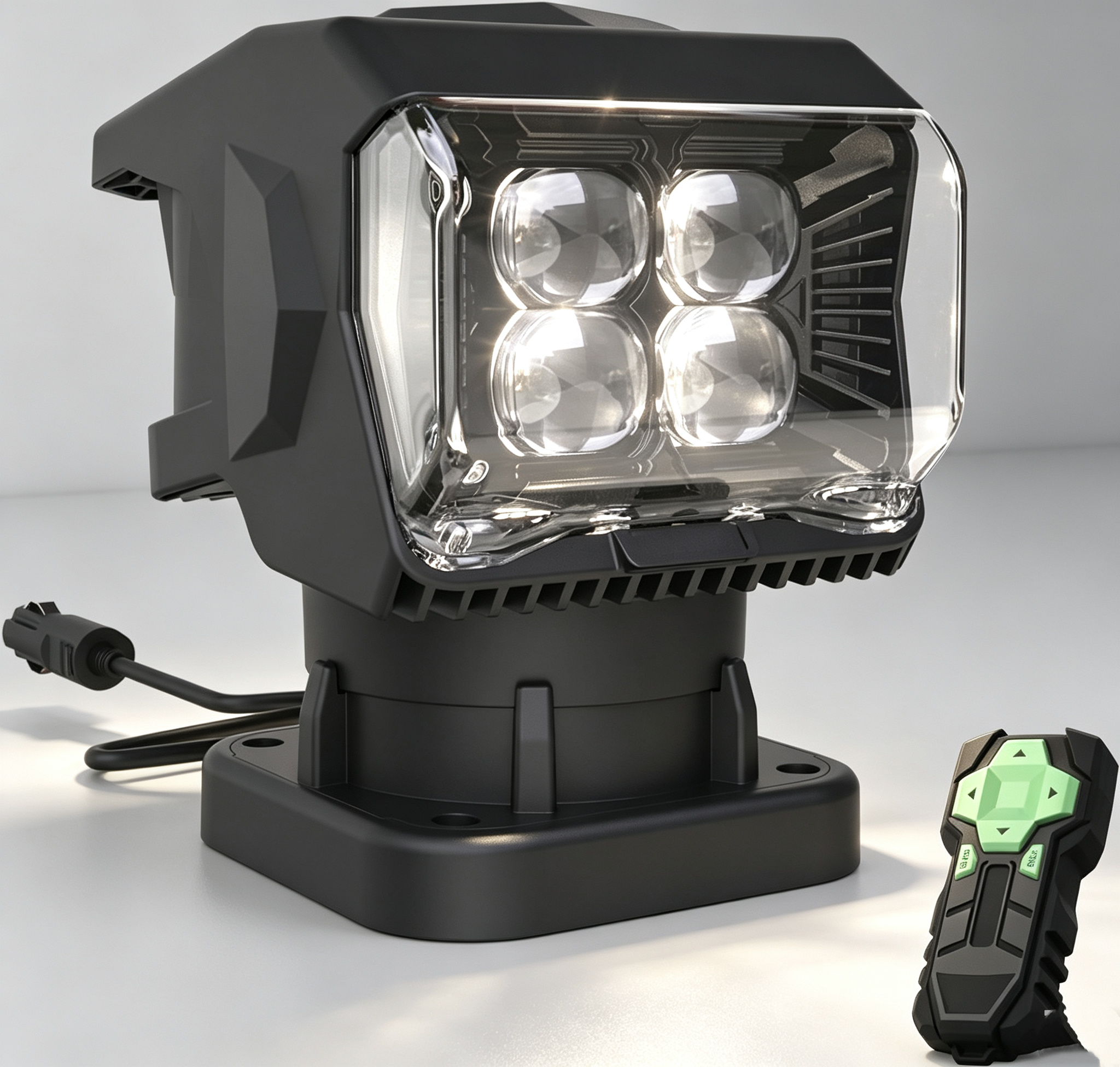 Wireless Remote Spotlight – 7500 Lumens, 6500K, 360° Rotation, 328ft Range, Magnetic Mount
