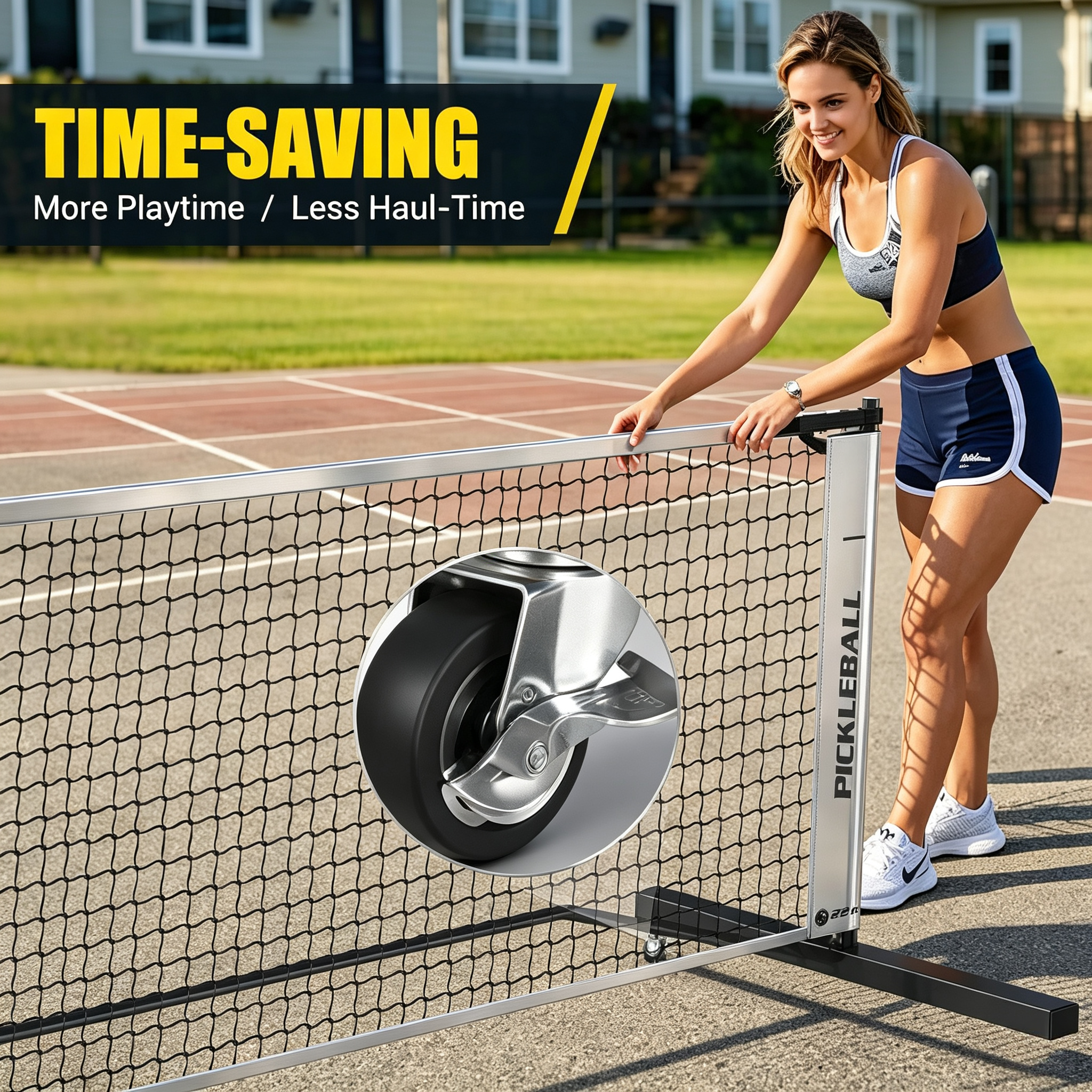 Convertible Pickleball Net Set – 6ft/11ft/22ft, Portable Wheeled Base, Heavy‑Duty 18‑Layer PE, Tool‑Free Assembly