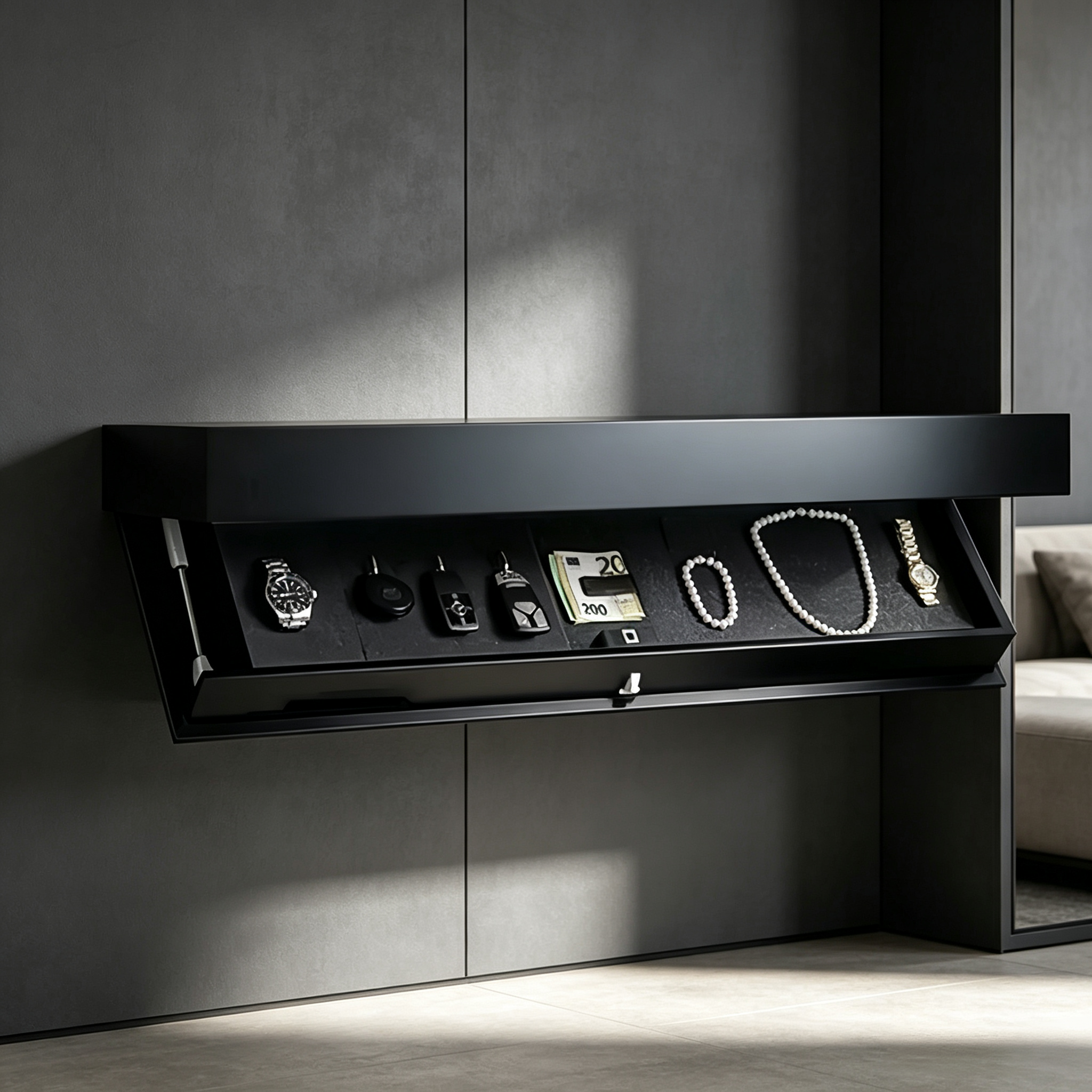 Floating Wall Shelf with Hidden Secret Compartment & Modern Home Storage Design