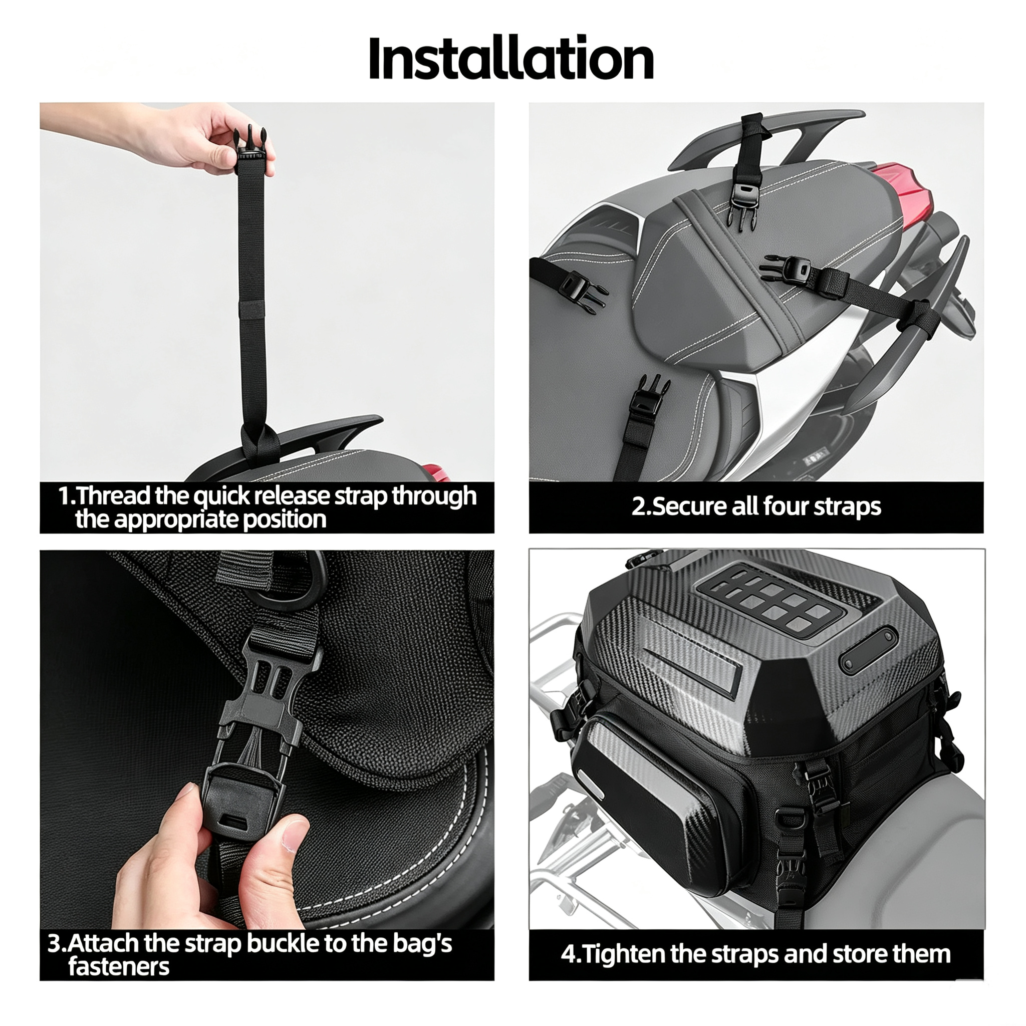 Waterproof Motorcycle Tail Bag – Aerodynamic Design, Shock‑Absorbing Padding, Durable Base