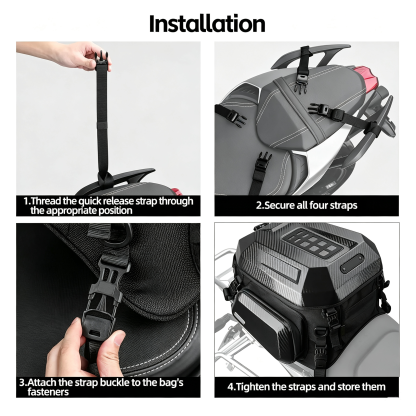 Waterproof Motorcycle Tail Bag – Aerodynamic Design, Shock‑Absorbing Padding, Durable Base
