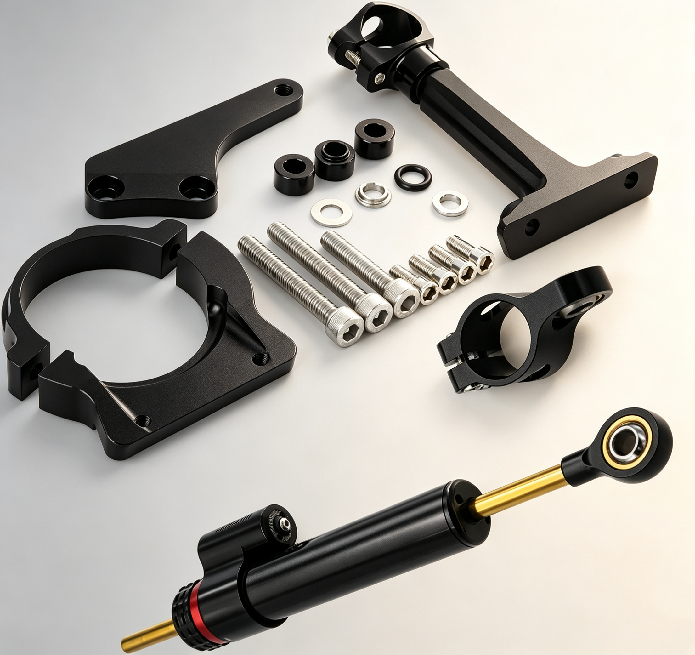 Steering Damper Mounting Kit – CNC Billet Aluminum, Speed‑Sensitive Damping, for ER6N/ER6F/Ninja 650R