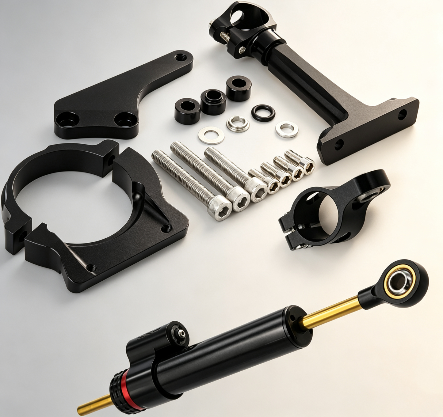 Steering Damper Mounting Kit – CNC Billet Aluminum, Speed‑Sensitive Damping, for ER6N/ER6F/Ninja 650R