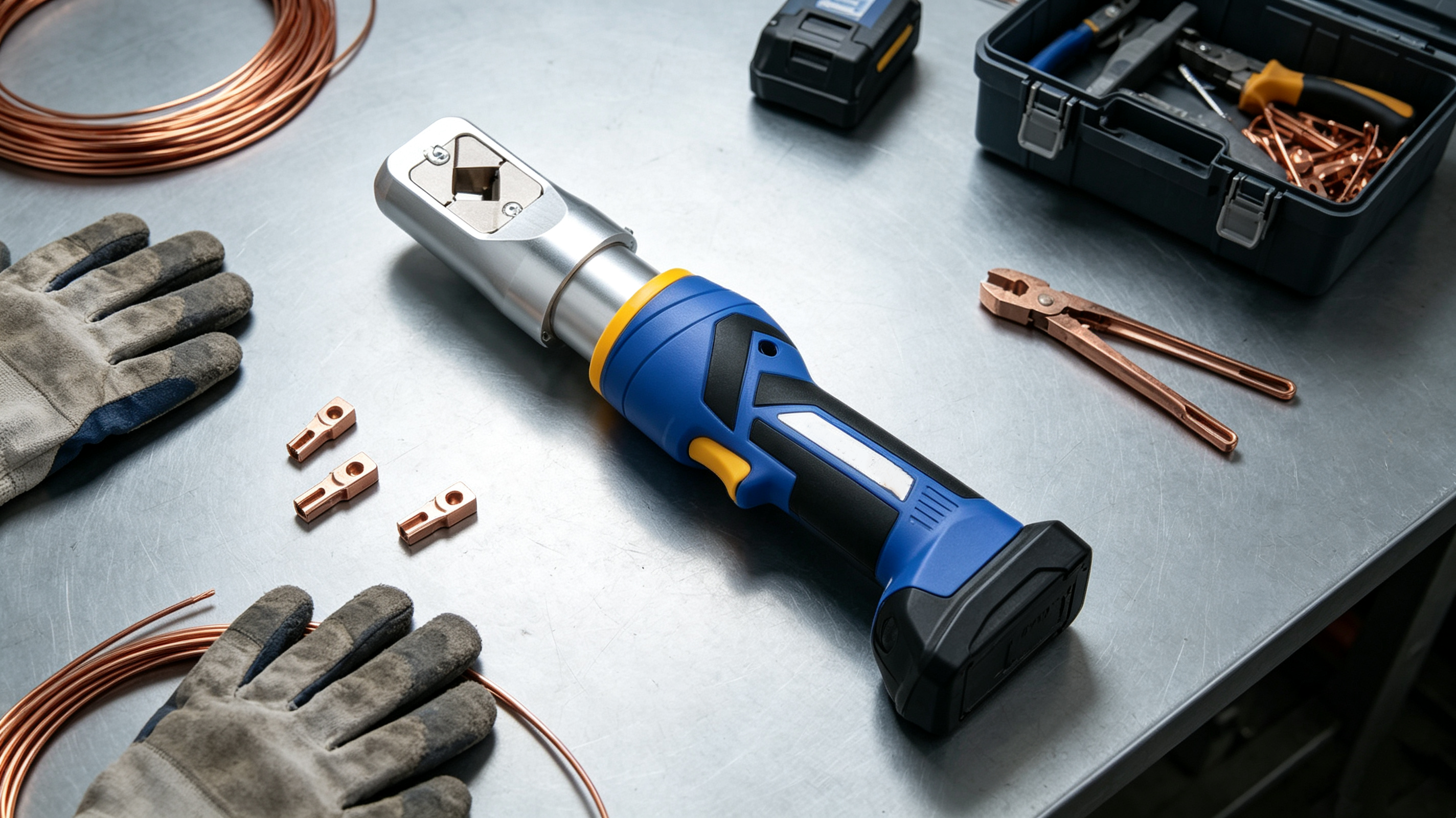 Cordless Hydraulic Crimping Tool – 6–120mm², Closed Head, One‑Button Operation, 10.8V Li‑Ion