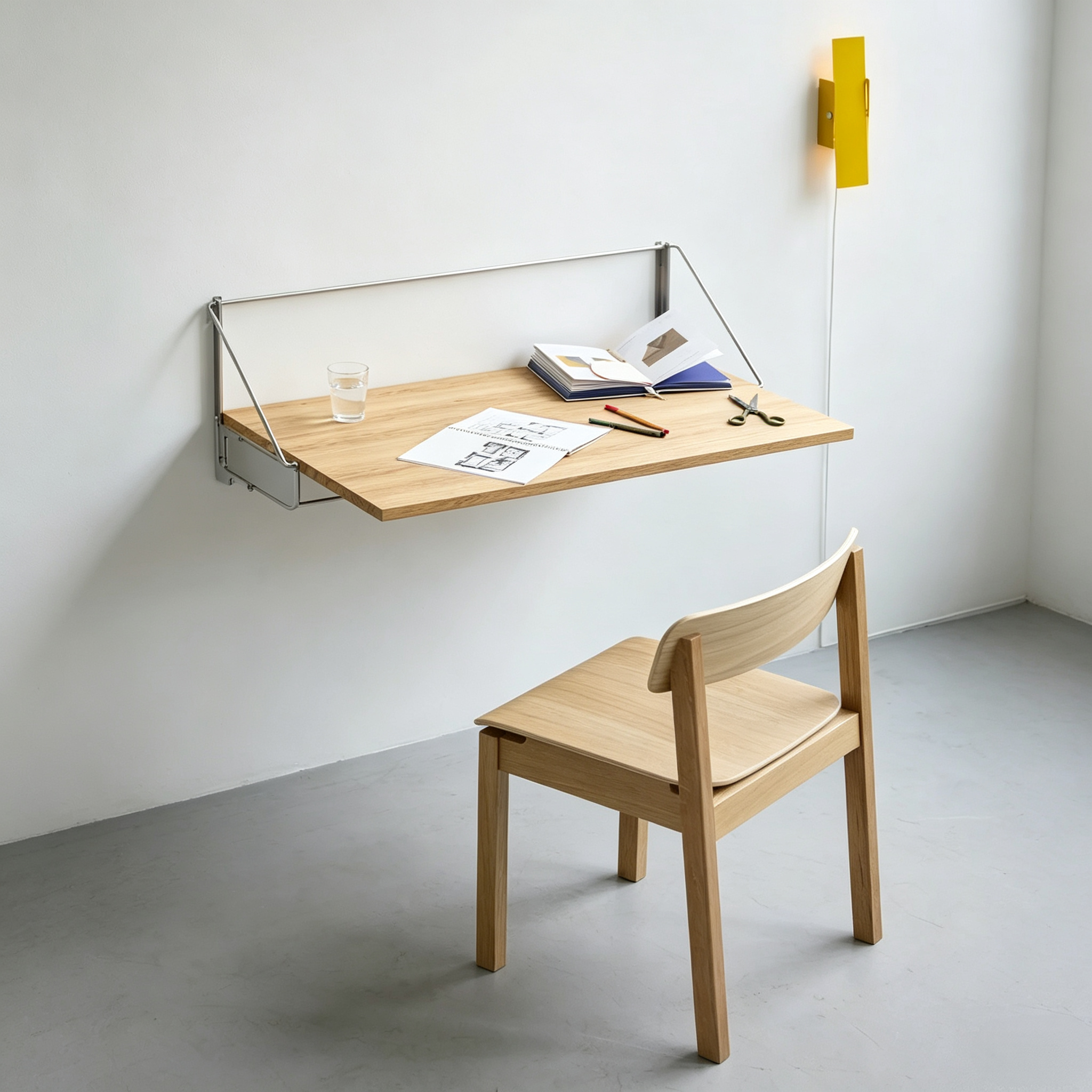 Fold-Out Wall Desk – Folds Flat in Seconds, Oak & Steel, Space-Saving