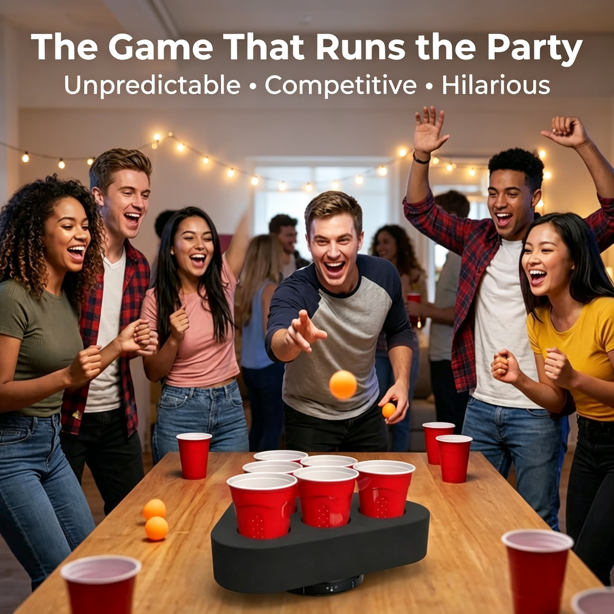 Spinning Cup Pong Game – USB‑C Rechargeable, 3–5 Hour Battery, for Parties, Tailgates & Dorms