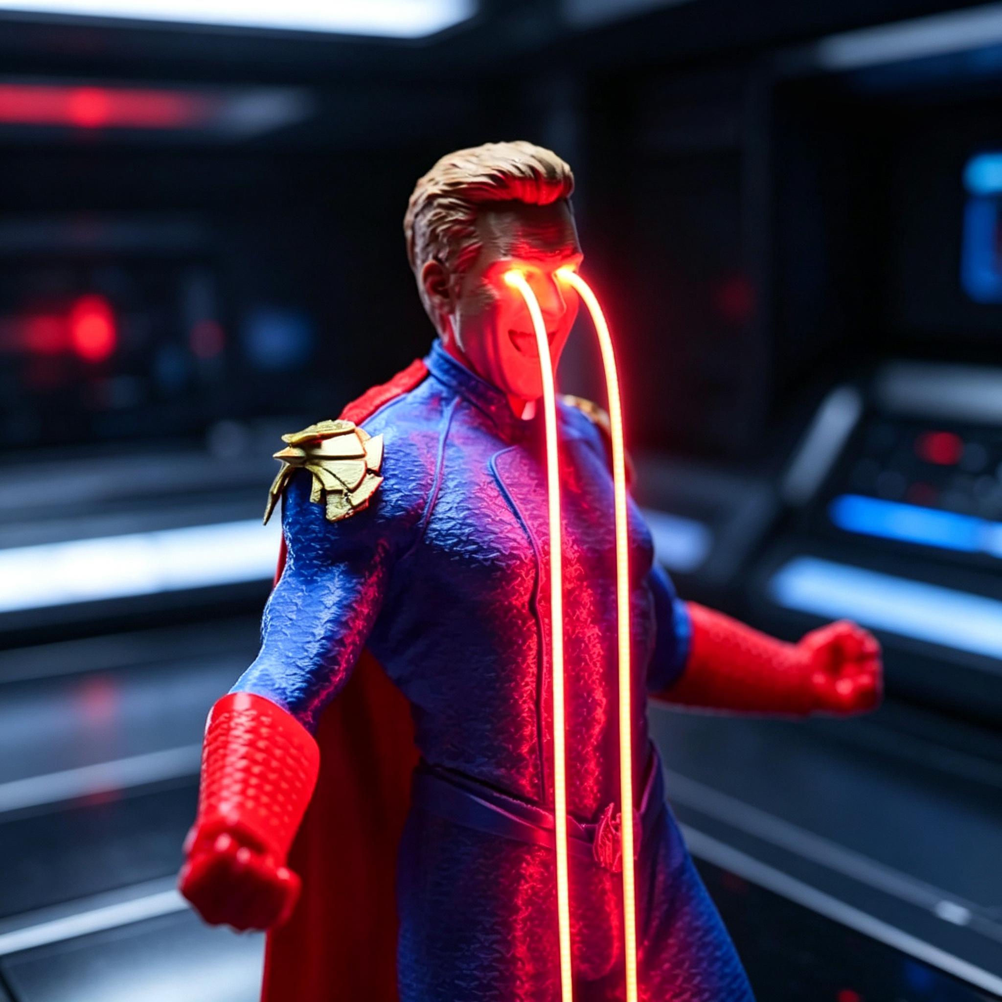 Laser Eyes Hero Figure – LED Light‑Up Collectible, 30cm, USB‑C Rechargeable