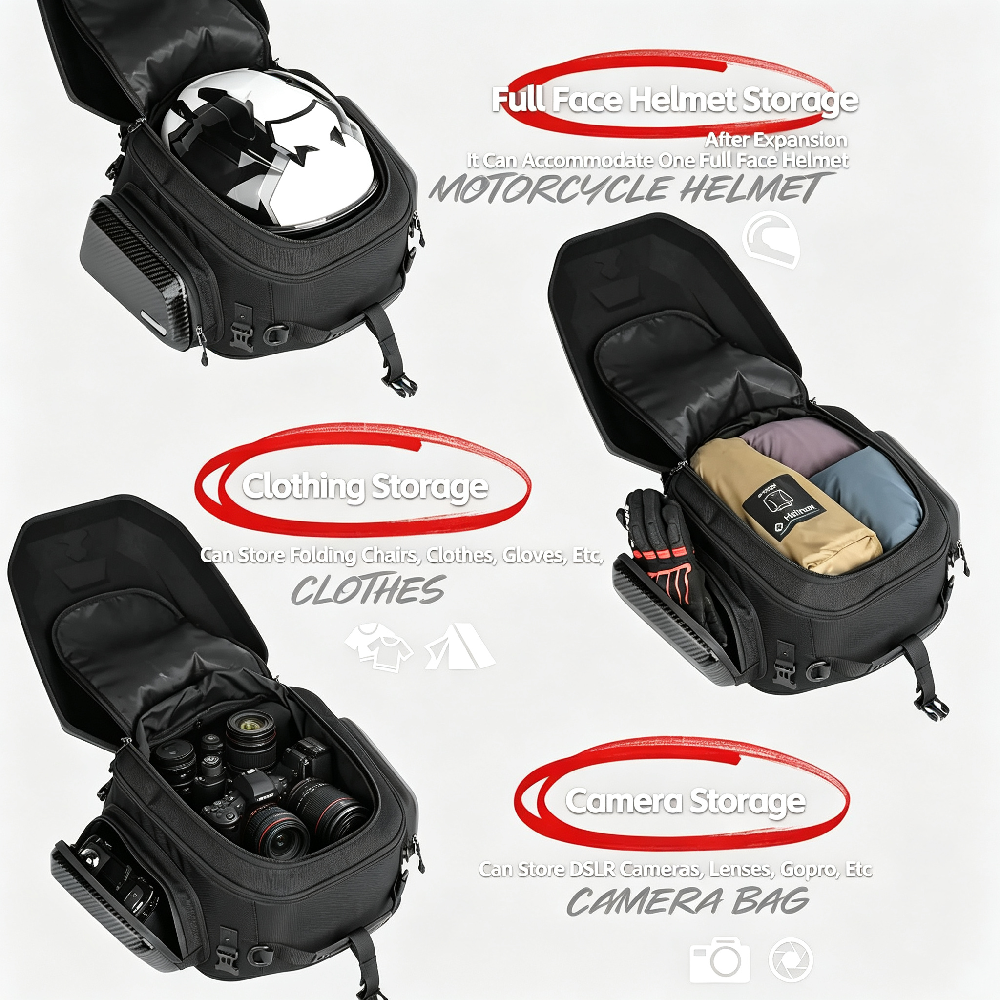 Waterproof Motorcycle Tail Bag – Aerodynamic Design, Shock‑Absorbing Padding, Durable Base