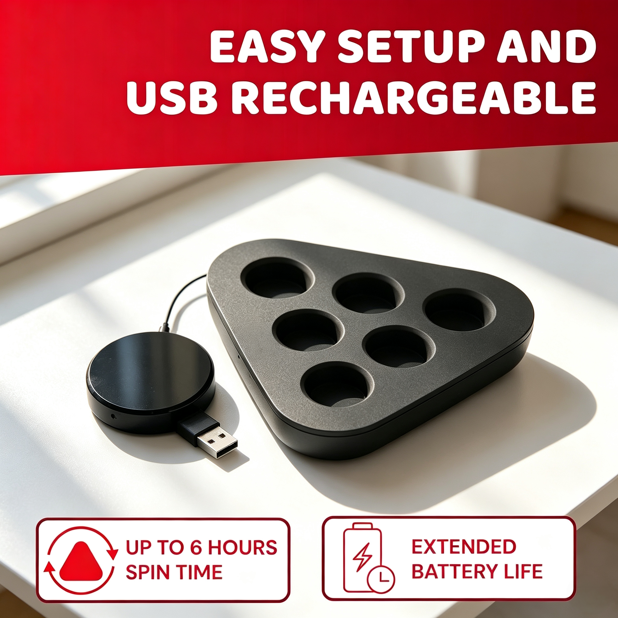 Spinning Cup Pong Game – USB‑C Rechargeable, 3–5 Hour Battery, for Parties, Tailgates & Dorms
