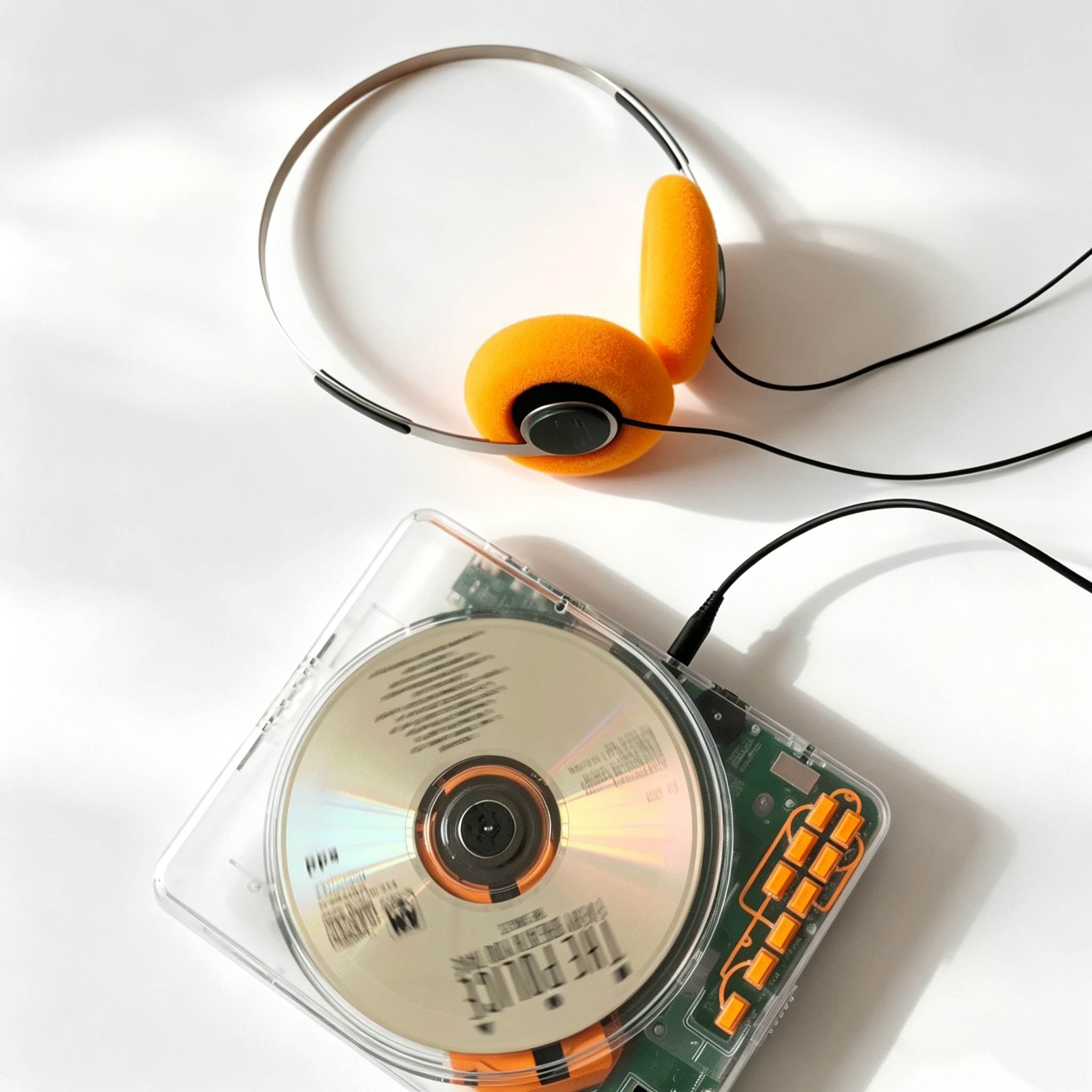 CD Player with Bluetooth & Wired Output – Transparent Shell, 100‑Second Anti‑Shock, 12+ Hour Battery