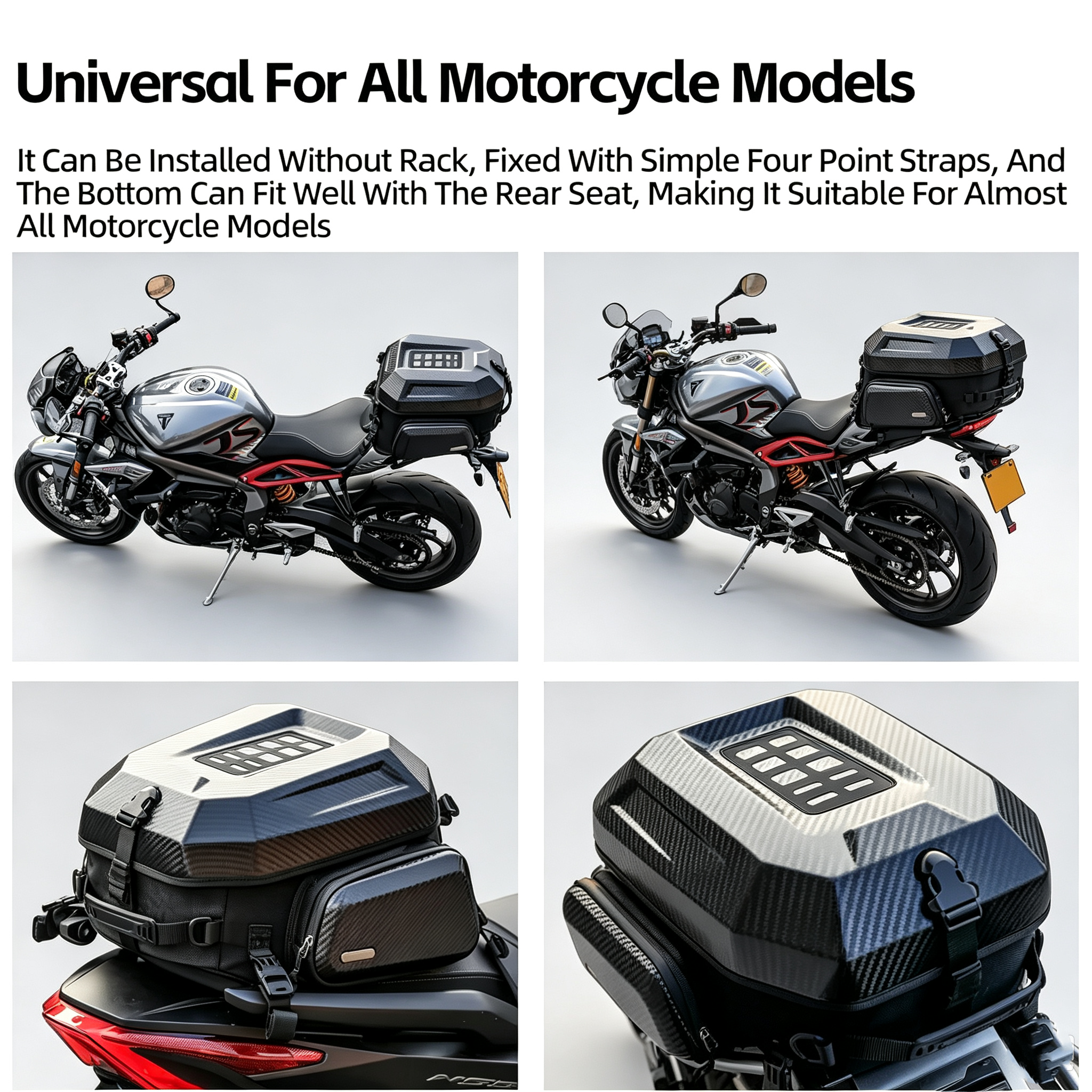 Waterproof Motorcycle Tail Bag – Aerodynamic Design, Shock‑Absorbing Padding, Durable Base
