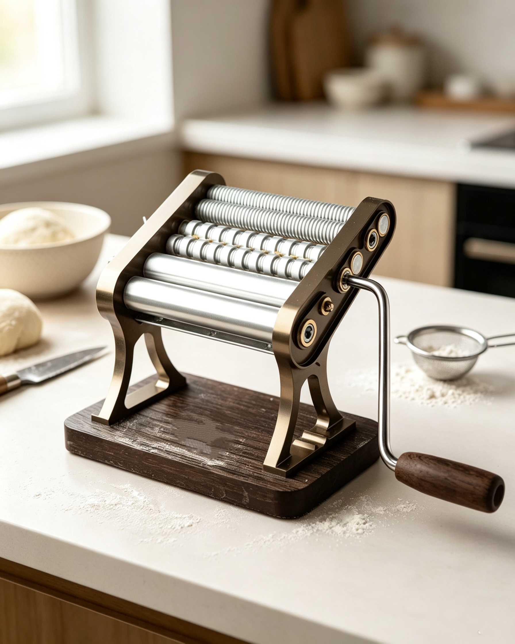 Heritage Pasta Machine – Italian‑Made, Anodized Aluminum, 7 Thickness Settings, 150mm Sheet Width, Collectors Edition