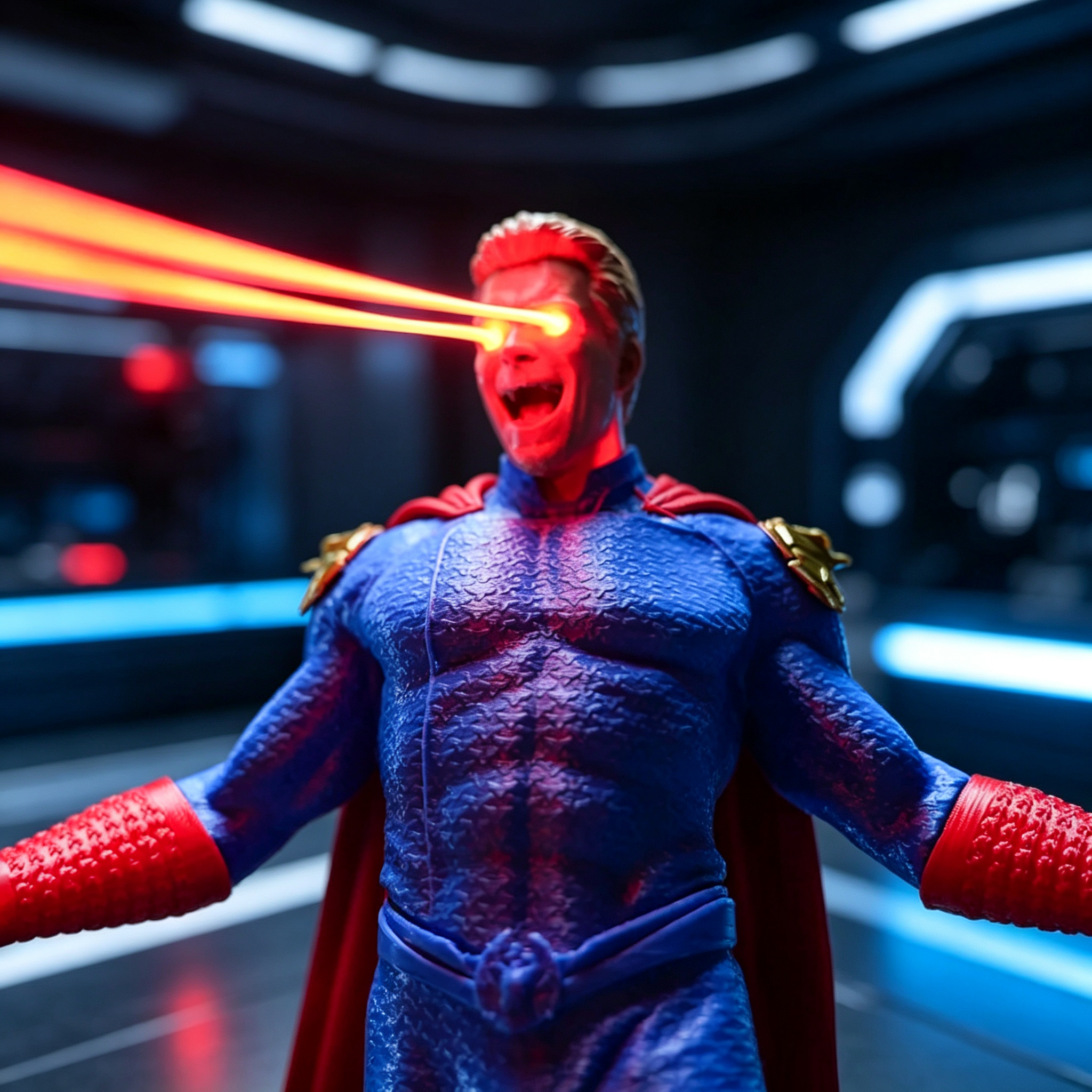Laser Eyes Hero Figure – LED Light‑Up Collectible, 30cm, USB‑C Rechargeable