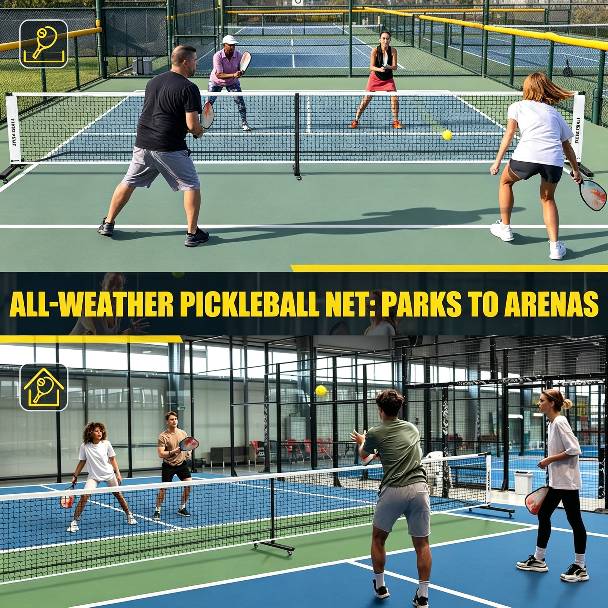 Convertible Pickleball Net Set – 6ft/11ft/22ft, Portable Wheeled Base, Heavy‑Duty 18‑Layer PE, Tool‑Free Assembly