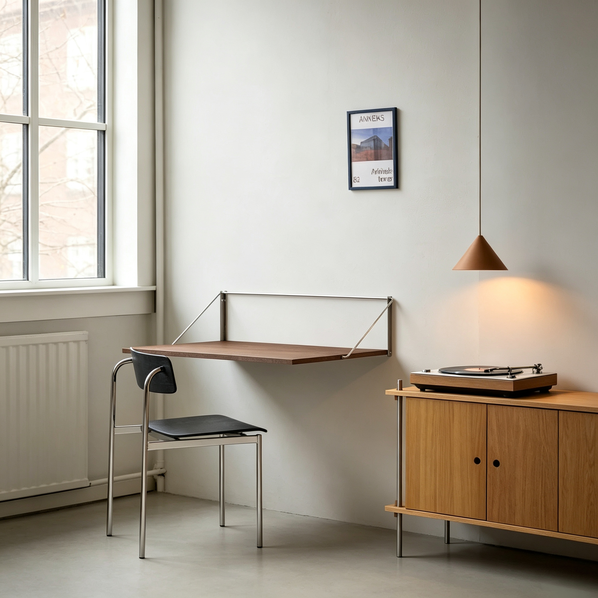 Fold-Out Wall Desk – Folds Flat in Seconds, Oak & Steel, Space-Saving