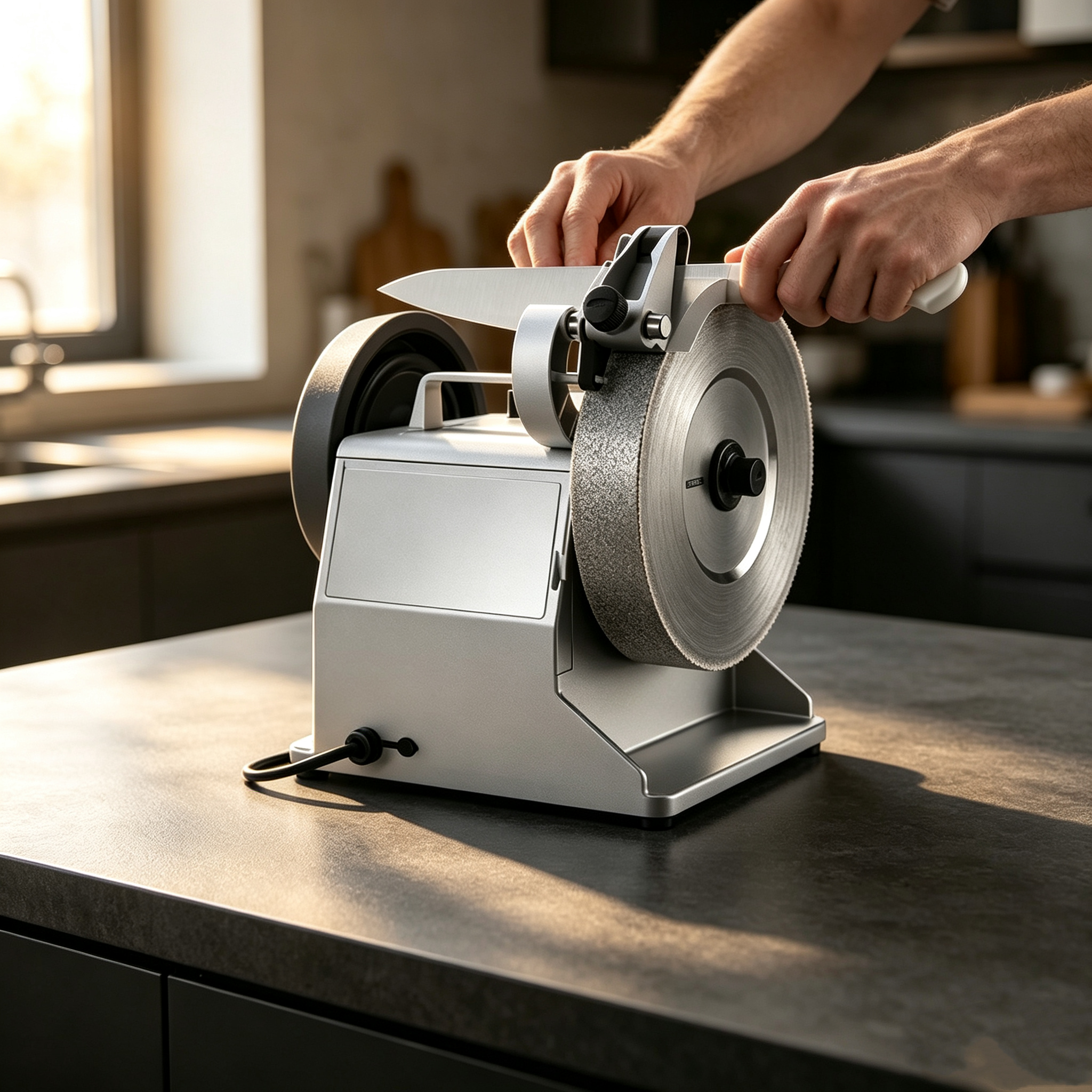 Professional Knife Sharpener – 60-Second Sharpening, 8°–22° Angle Control, Water-Cooled Diamond Wheel