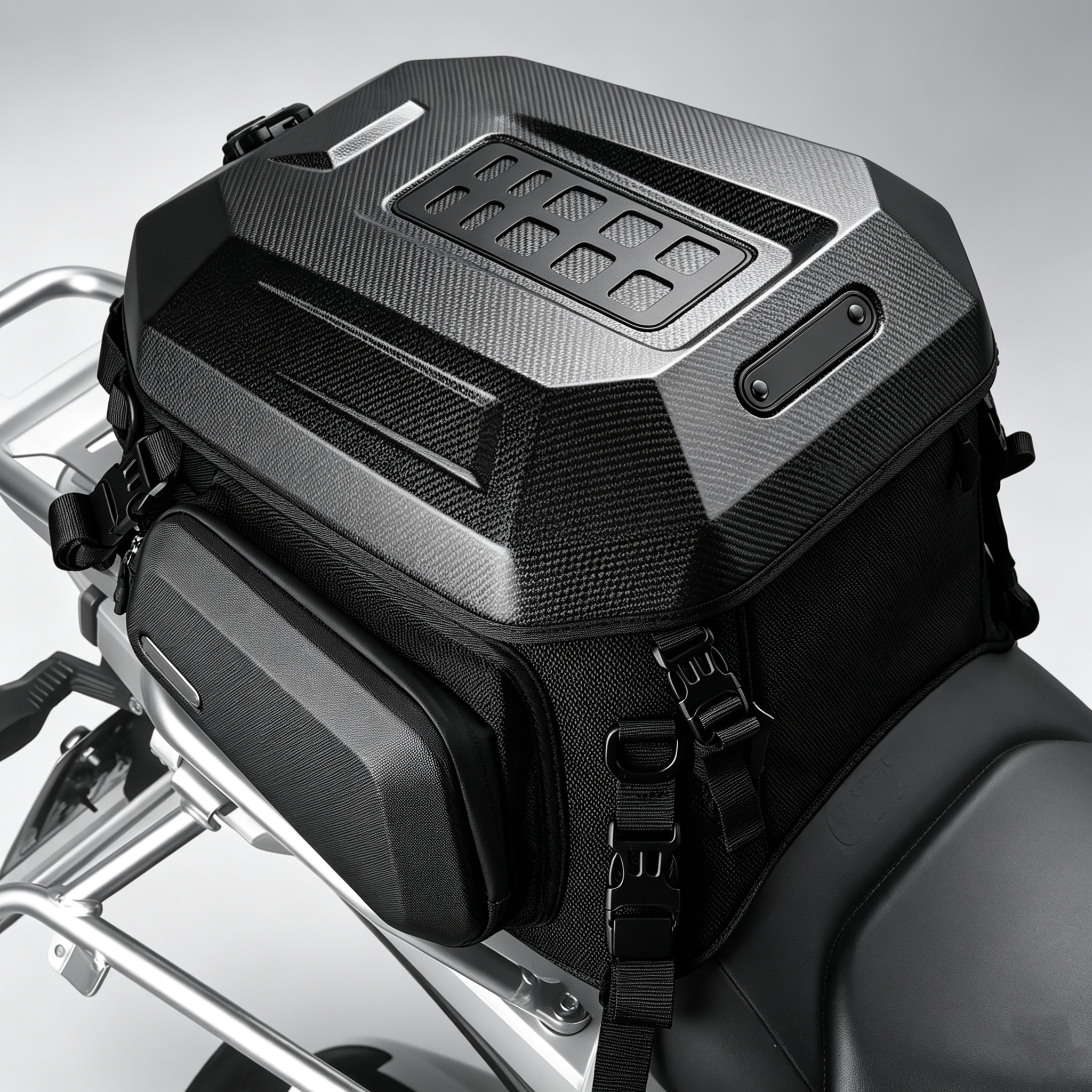 Waterproof Motorcycle Tail Bag – Aerodynamic Design, Shock‑Absorbing Padding, Durable Base