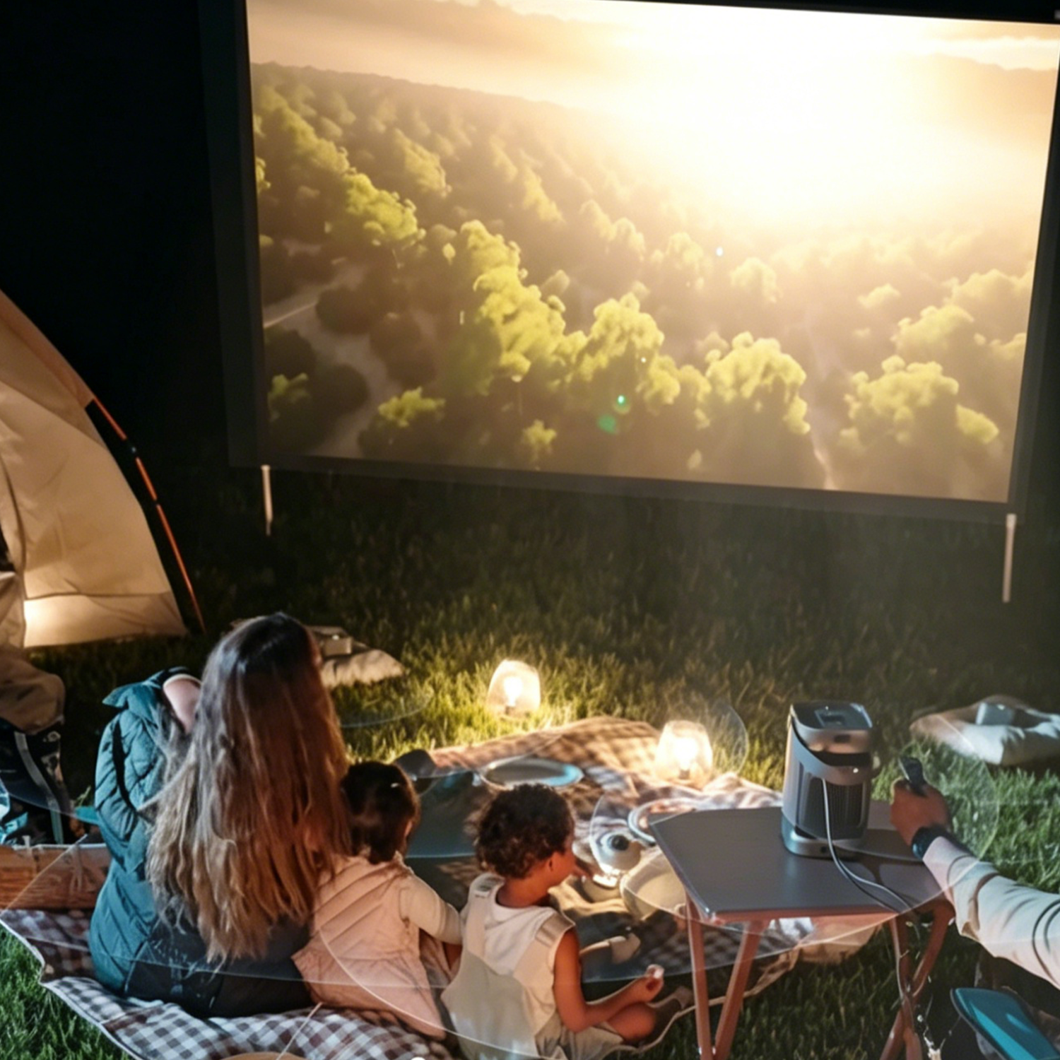 Portable Projector with Detachable Speakers – 650 ANSI Lumens, 1080P, Google TV