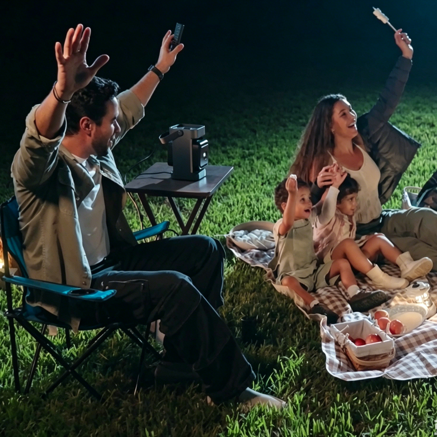 Portable Projector with Detachable Speakers – 650 ANSI Lumens, 1080P, Google TV