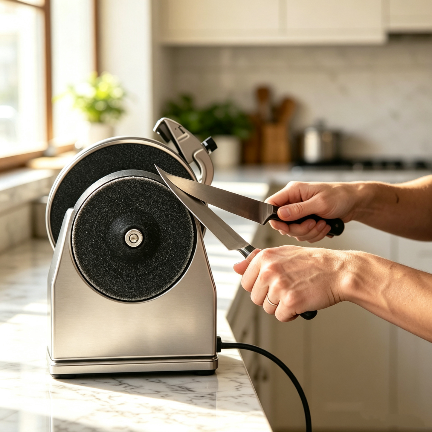 Professional Knife Sharpener – 60-Second Sharpening, 8°–22° Angle Control, Water-Cooled Diamond Wheel