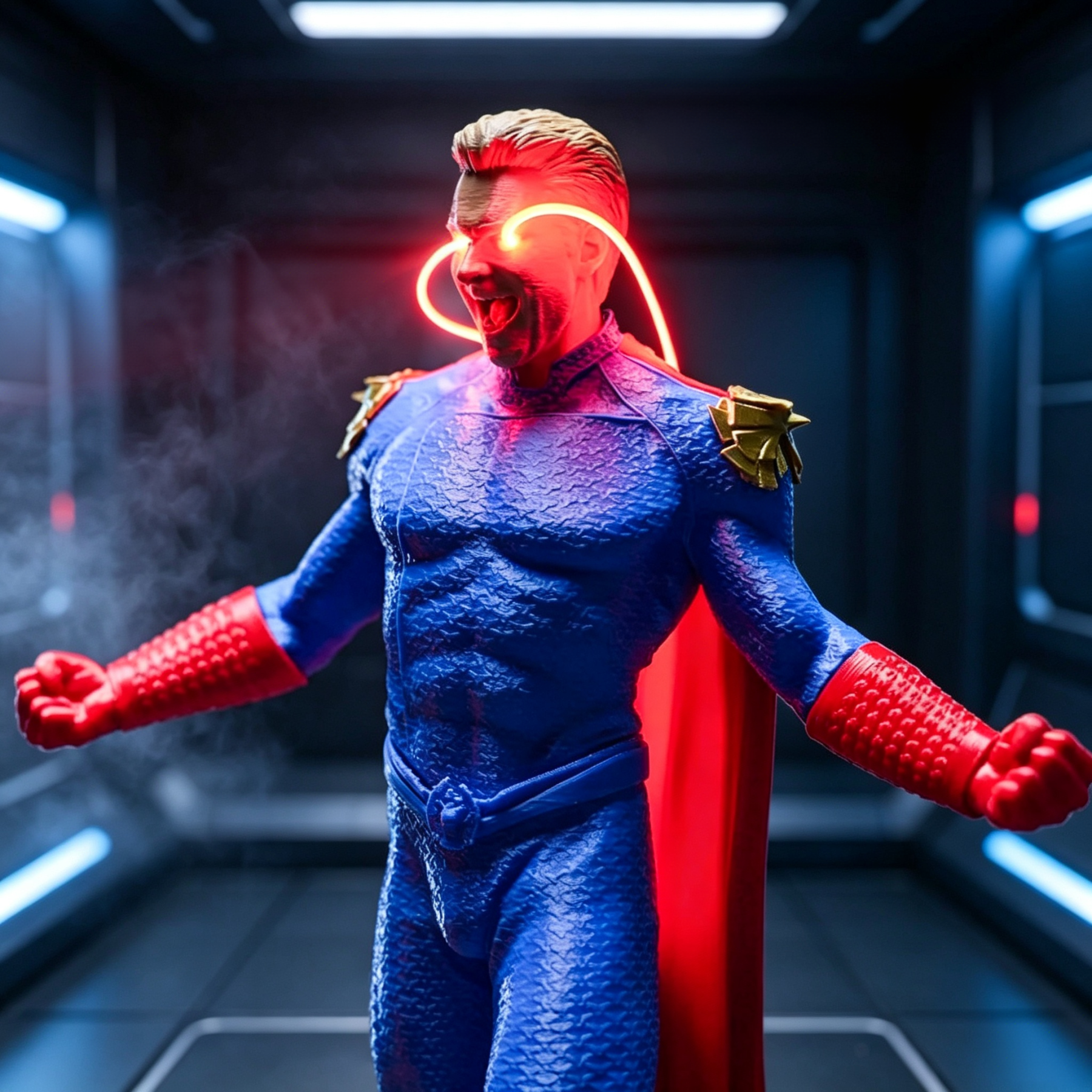 Laser Eyes Hero Figure – LED Light‑Up Collectible, 30cm, USB‑C Rechargeable