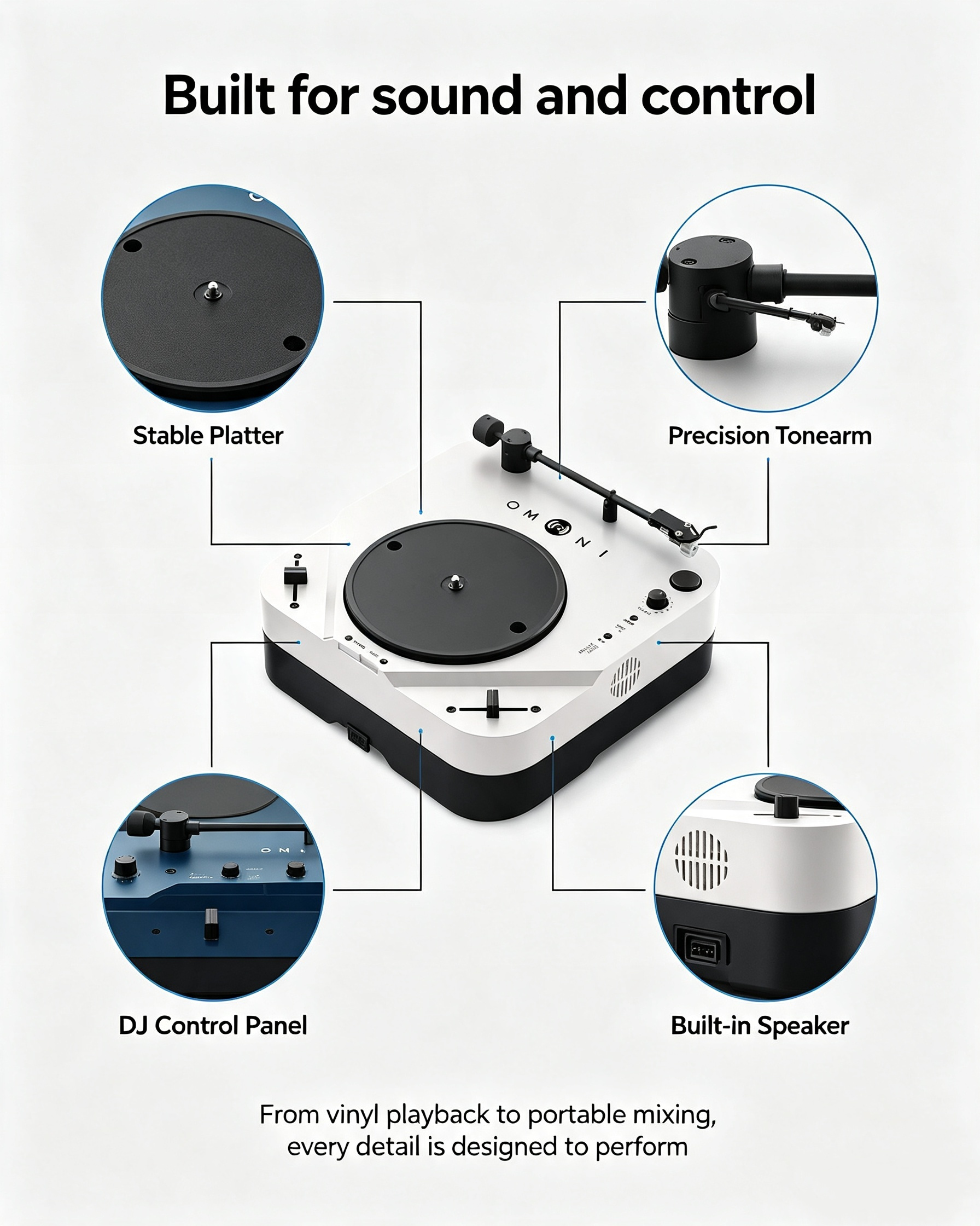 Portable DVS Turntable – Scratch Digital Vinyl Anywhere, CNC Aluminum, 8‑Hour Battery